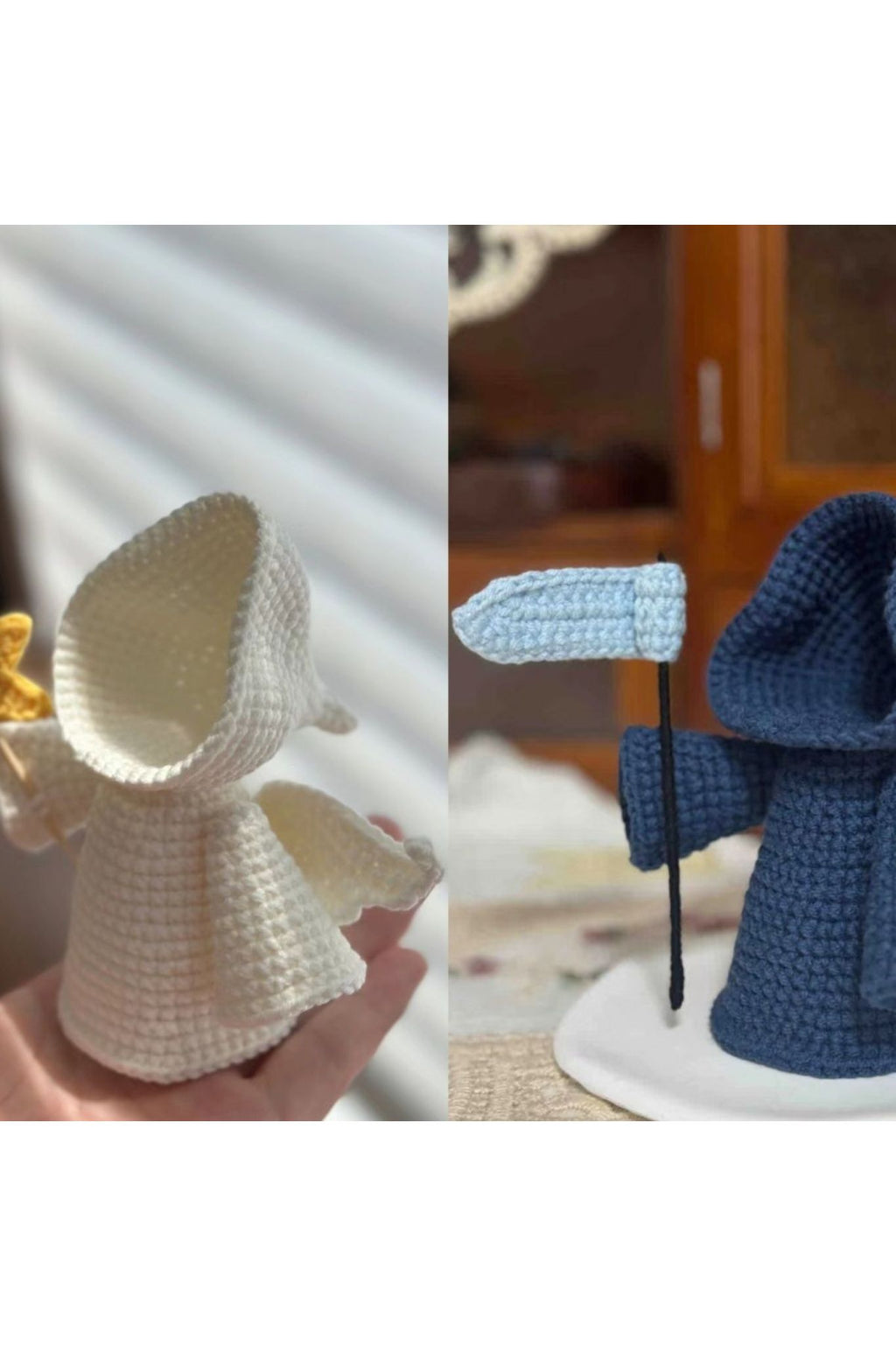 Finished Product Angel & Reaper Themed Handmade Crochet Keychain Charm Set