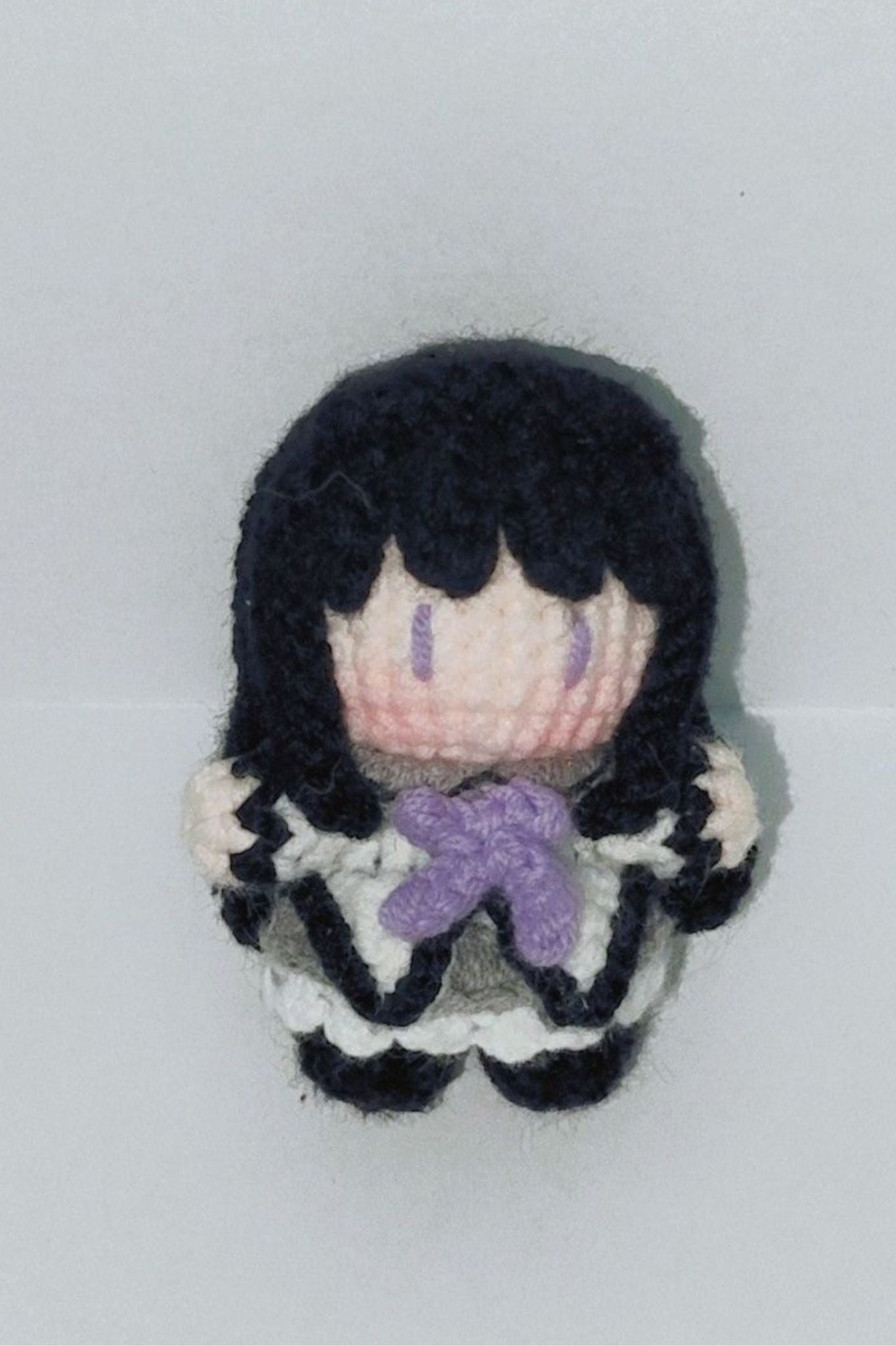 [Finished Product] Custom Puella Magi Madoka Magica Homura Akemi Anime Fan Art - Handmade Crochet Keychain Charm