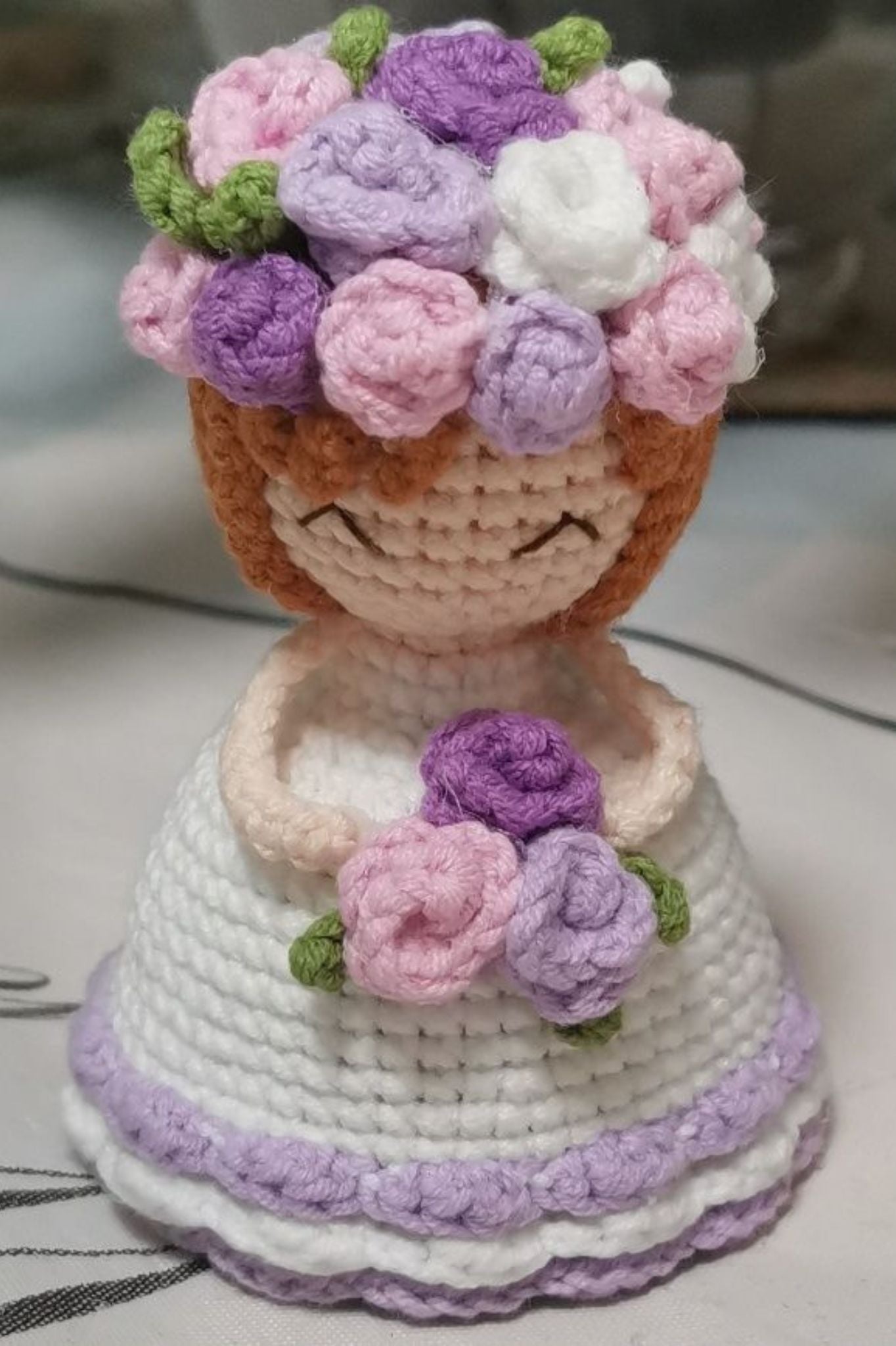 [Promotion!]Finished Product Custom Bride with Floral Bouquet Handmade Crochet Doll - Valentine’s & Wedding Themed Artisan Craft