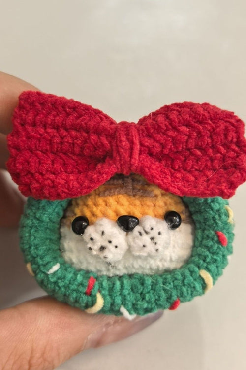 Christmas Tree Tiger Themed Handmade Crochet Keychain Charm