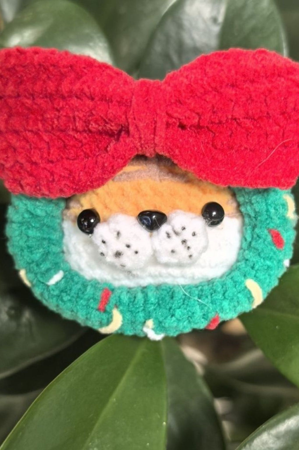 Christmas Tree Tiger Themed Handmade Crochet Keychain Charm