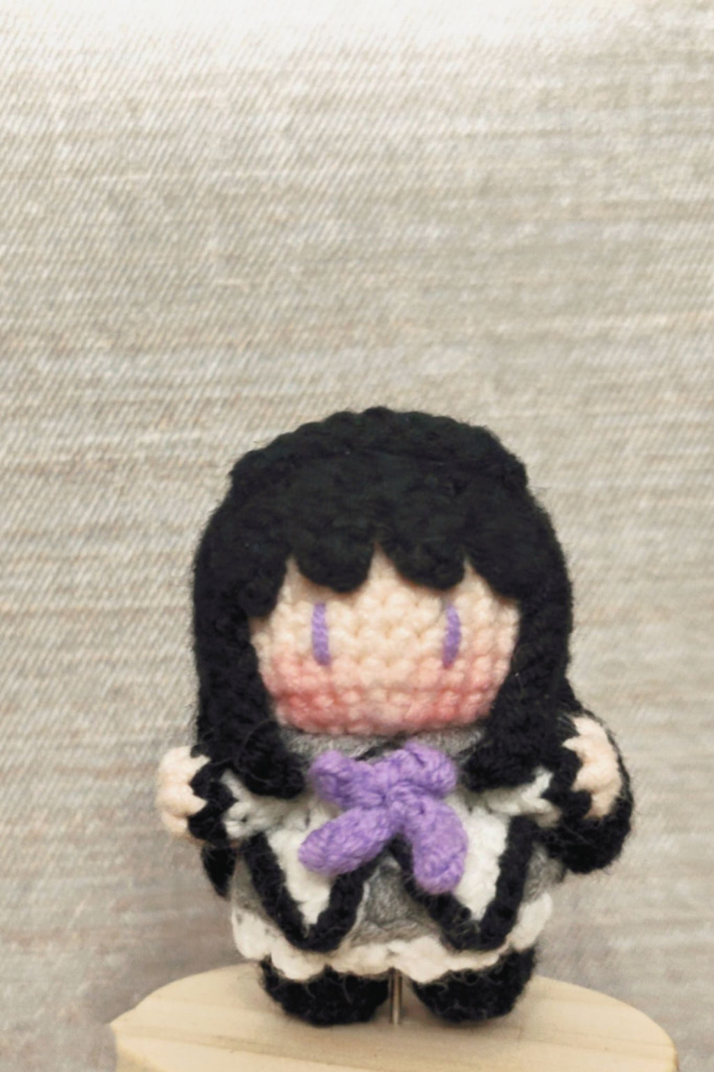 [Finished Product] Custom Puella Magi Madoka Magica Homura Akemi Anime Fan Art - Handmade Crochet Keychain Charm