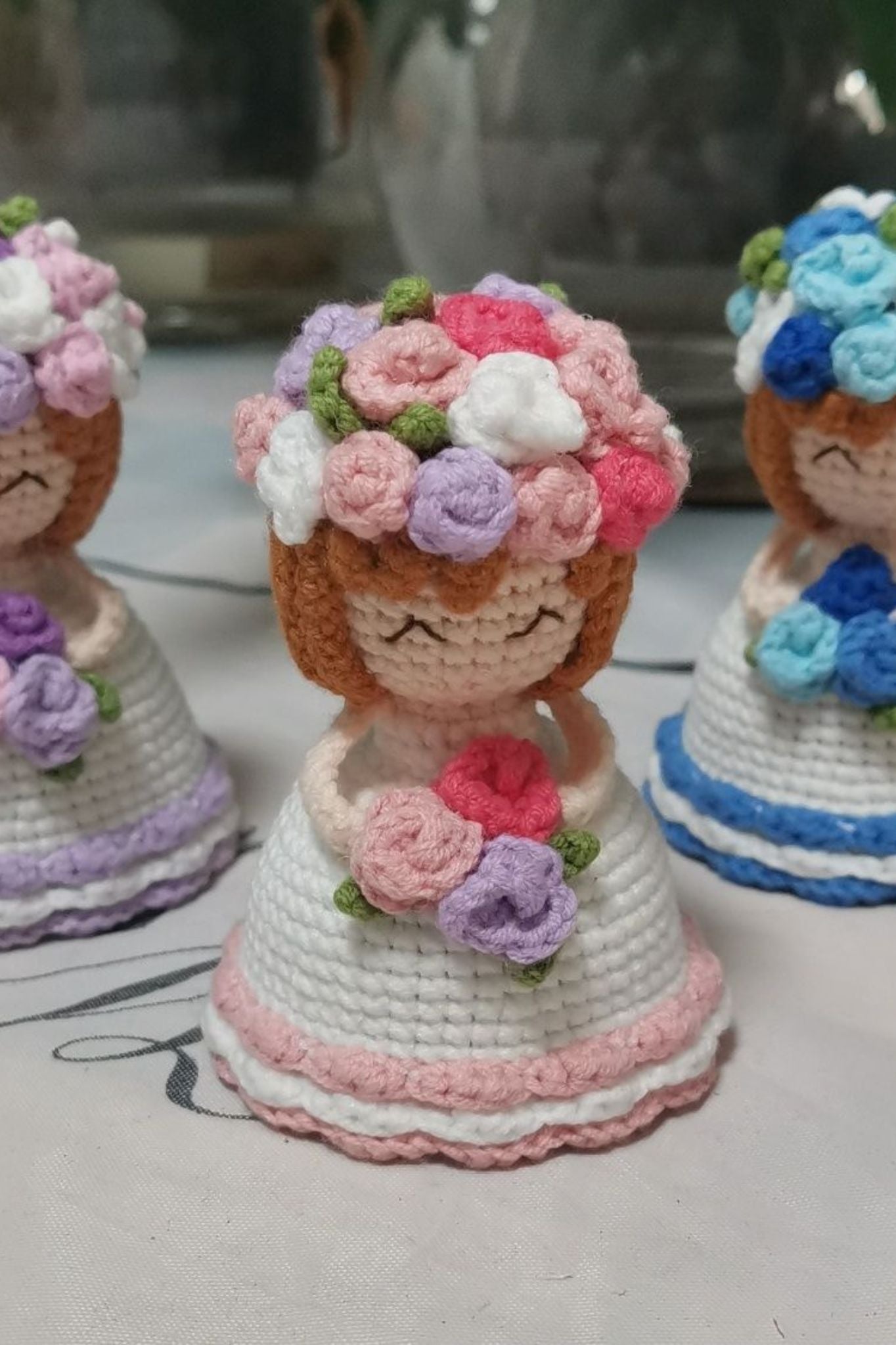 [Promotion!]Finished Product Custom Bride with Floral Bouquet Handmade Crochet Doll - Valentine’s & Wedding Themed Artisan Craft