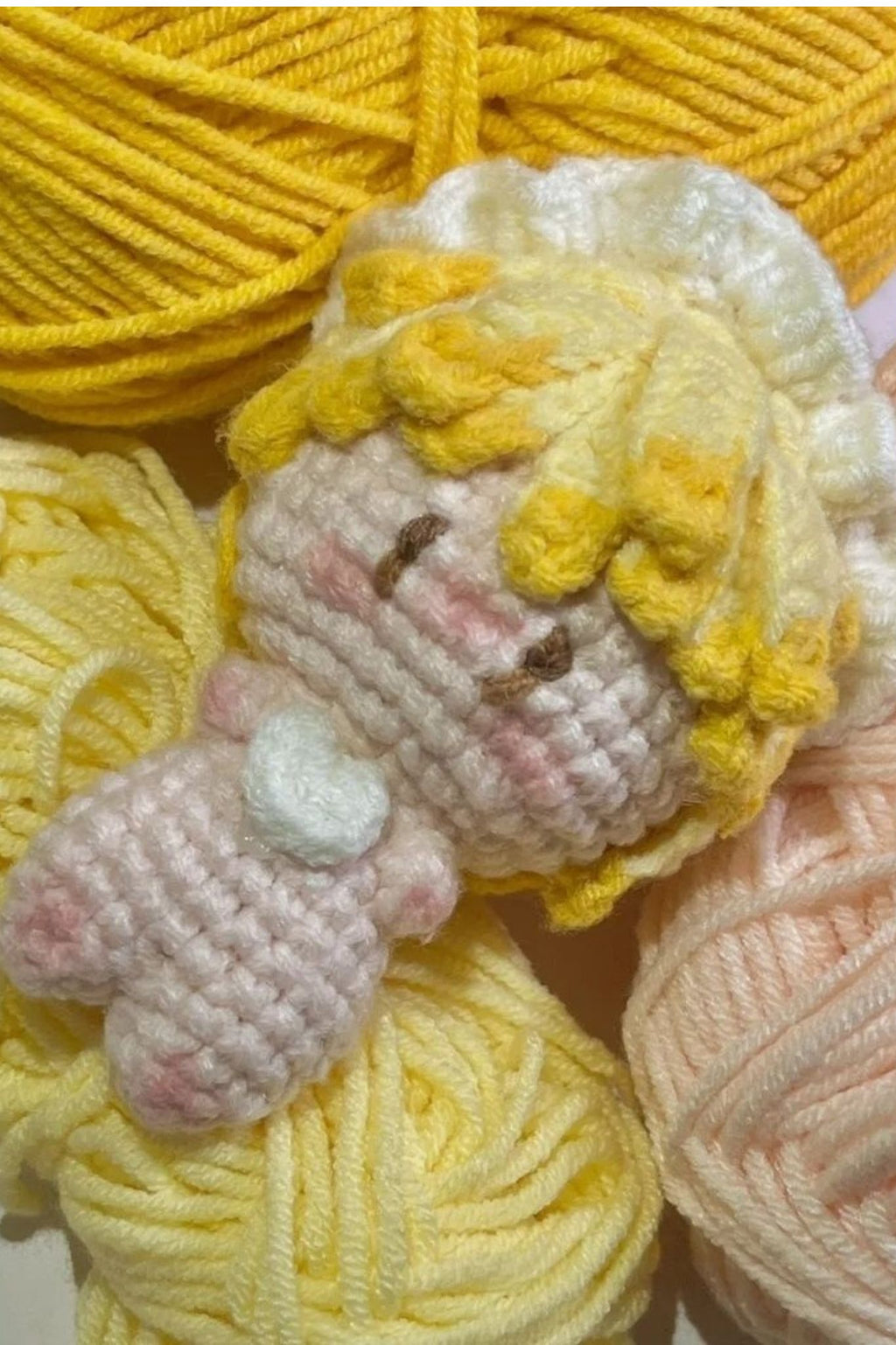 Finished Product Kimetsu No Yaiba Agatsuma Zenitsu Fan Art - Handmade Crochet Keychain Charm