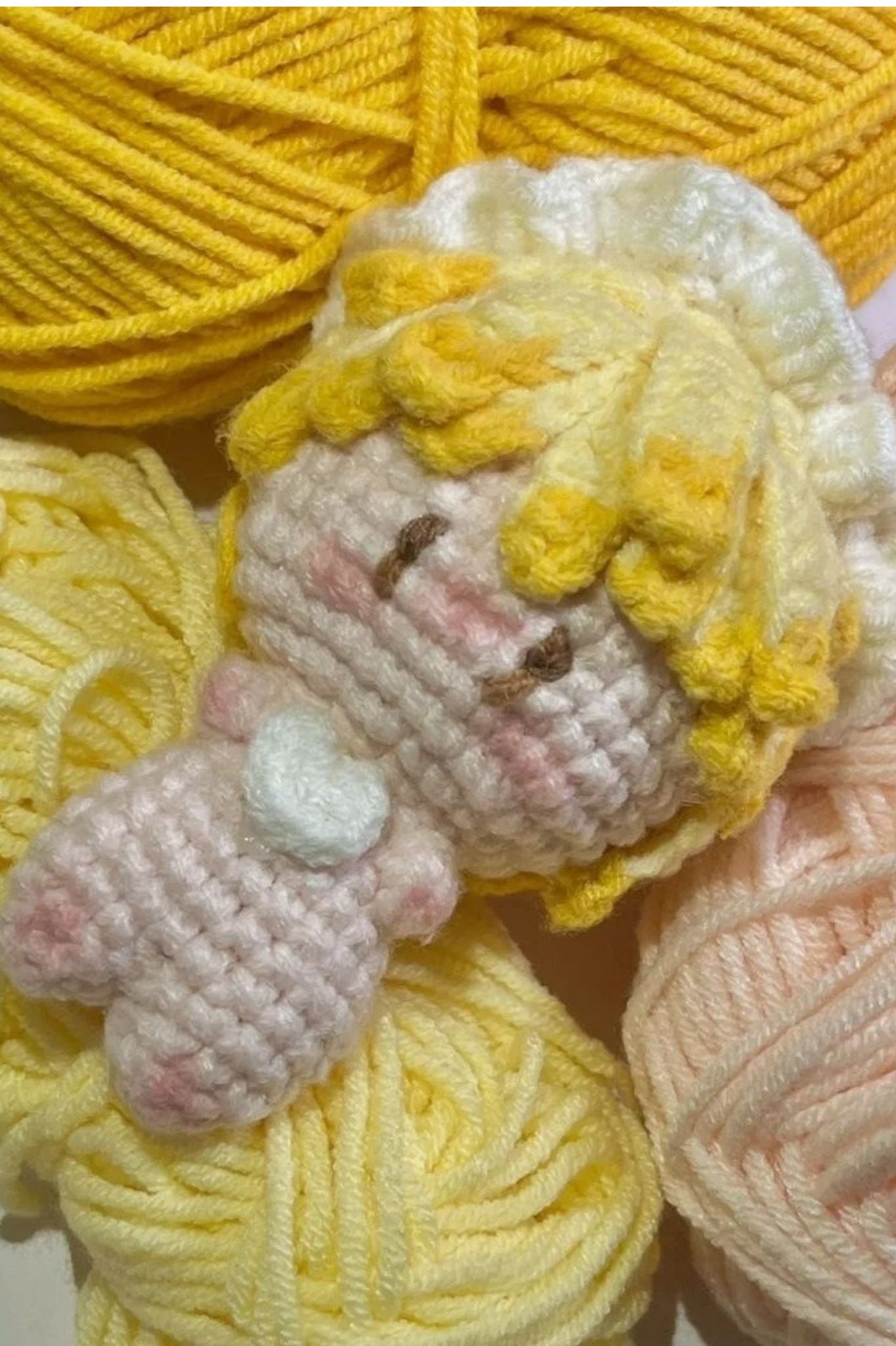 Finished Product Kimetsu No Yaiba Agatsuma Zenitsu Fan Art - Handmade Crochet Keychain Charm