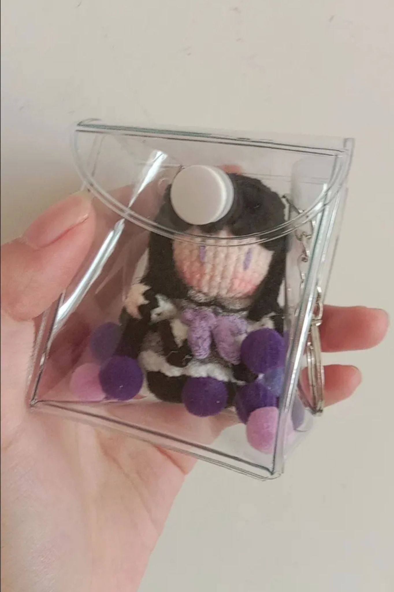[Finished Product] Custom Puella Magi Madoka Magica Homura Akemi Anime Fan Art - Handmade Crochet Keychain Charm