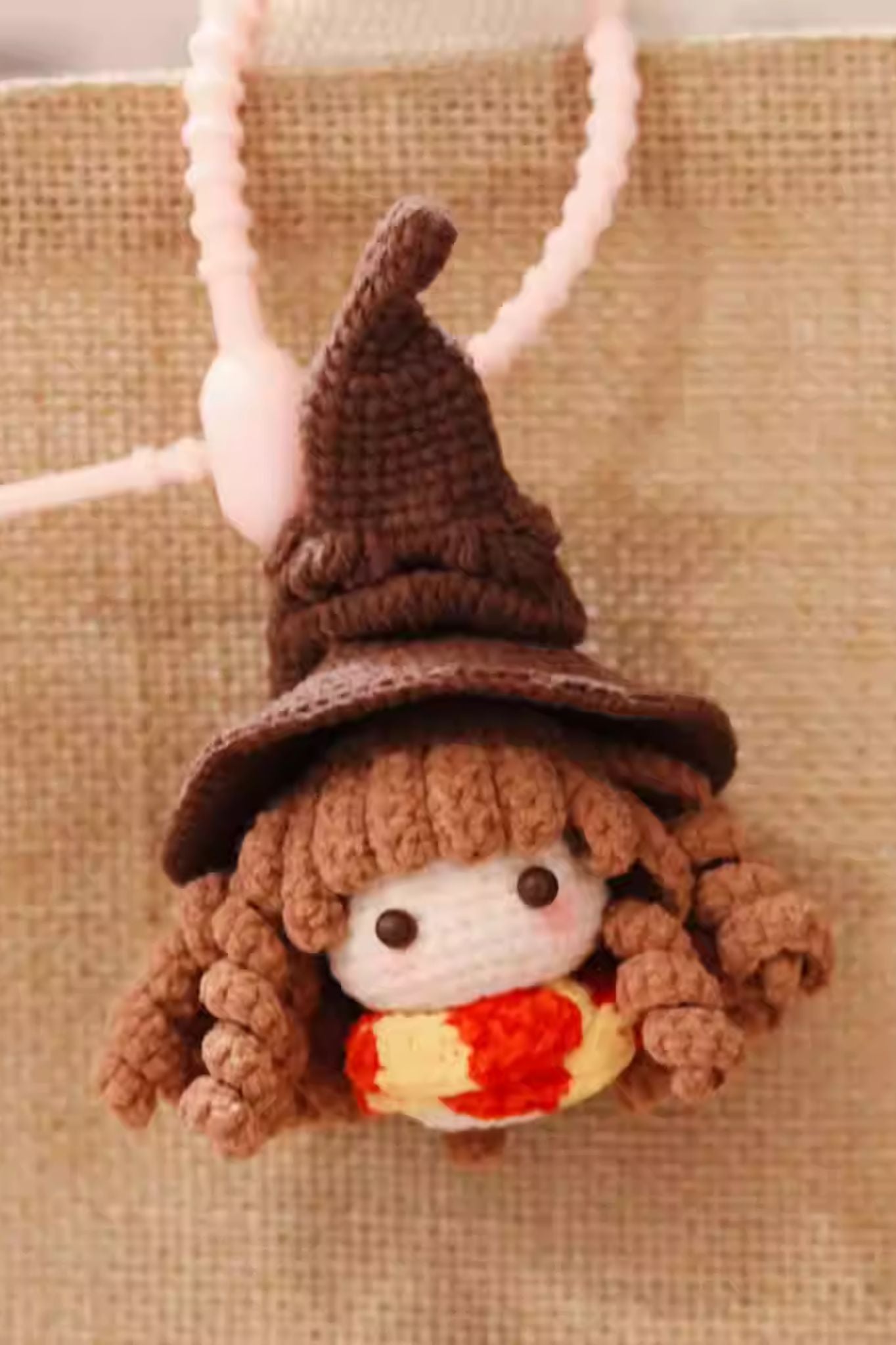 [Finished Product] Custom Harry Potter Hermione Granger Fan Art - Handmade Crochet Keychain Charm