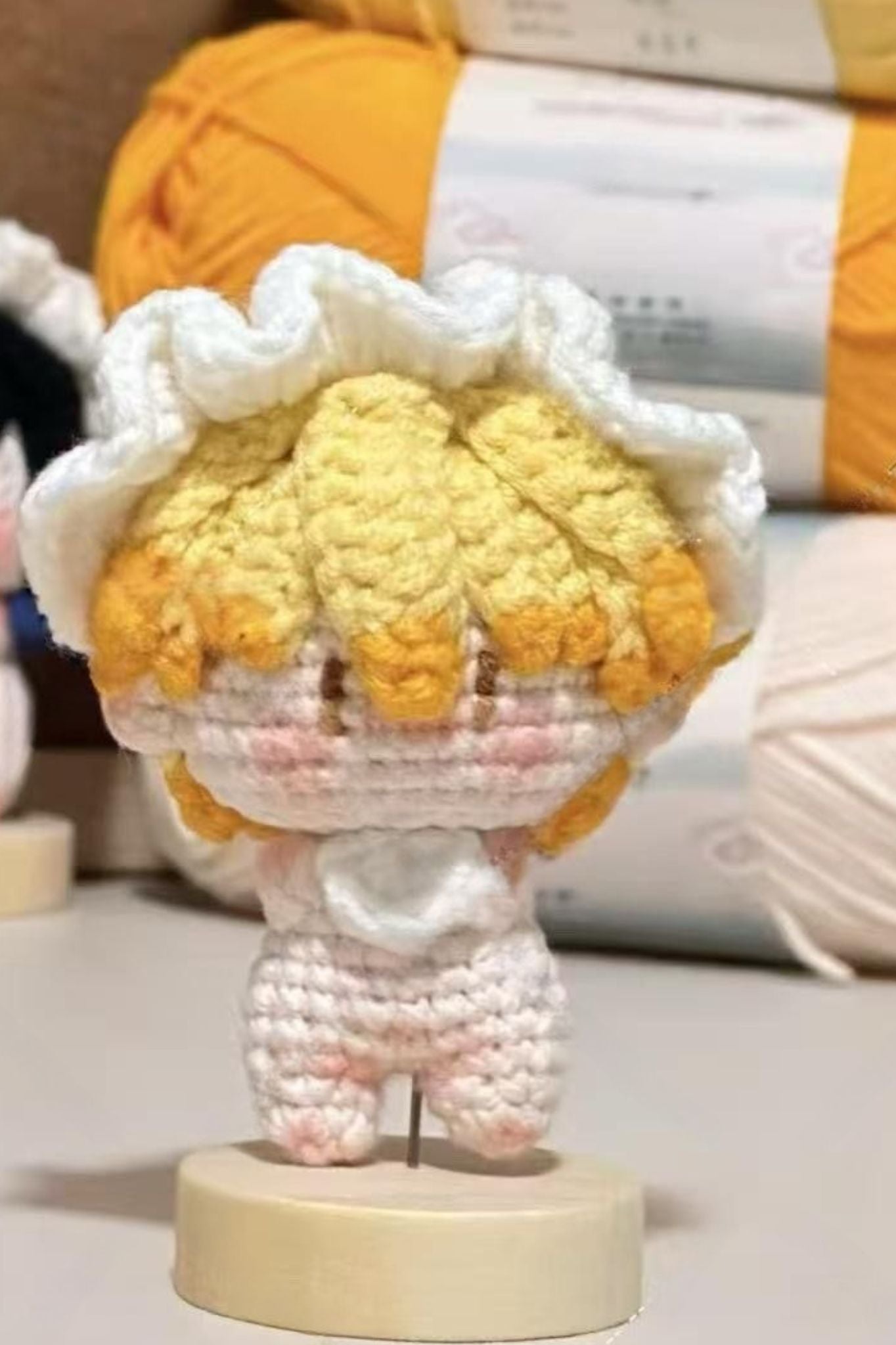 Finished Product Kimetsu No Yaiba Agatsuma Zenitsu Fan Art - Handmade Crochet Keychain Charm