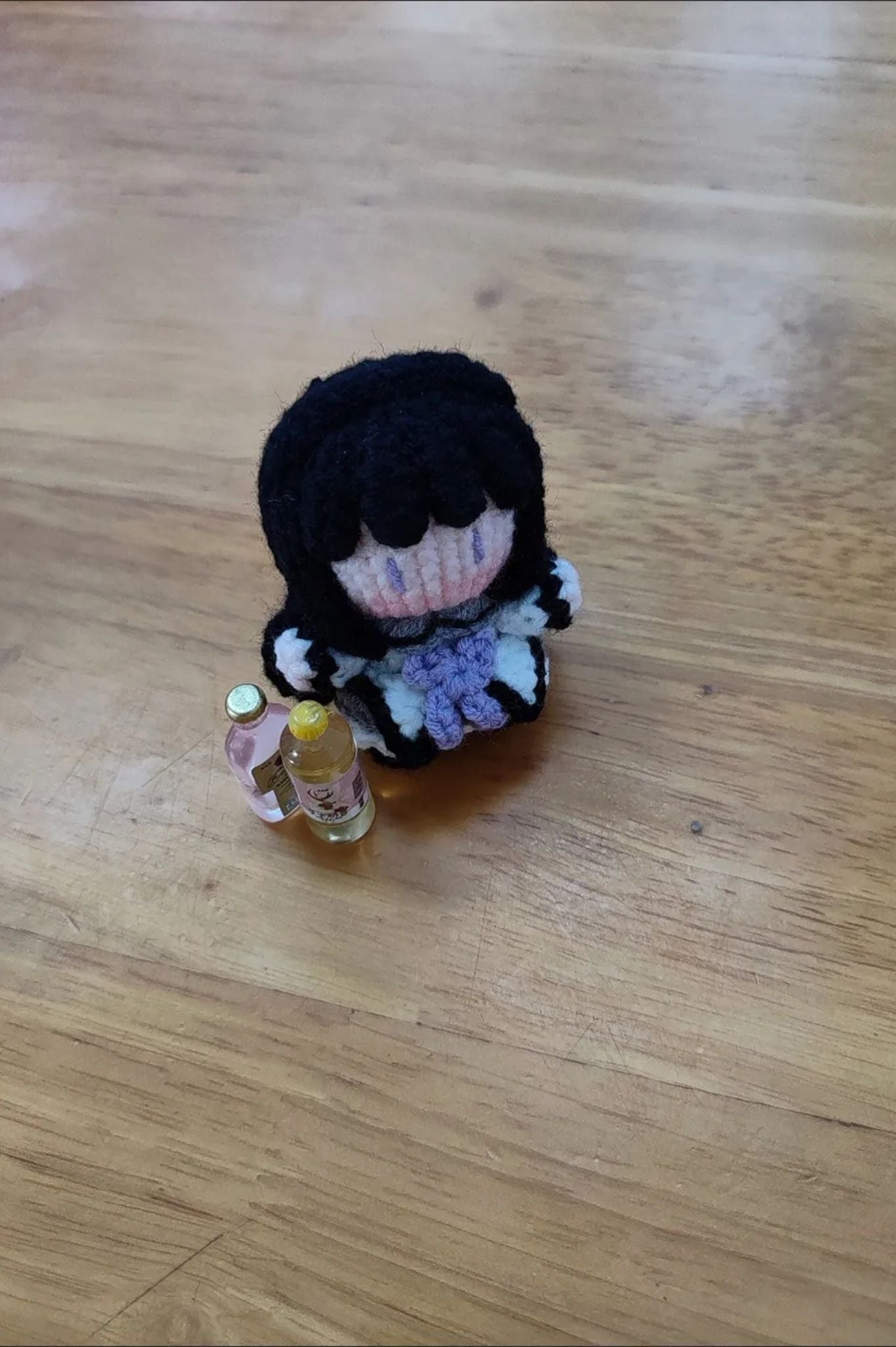 [Finished Product] Custom Puella Magi Madoka Magica Homura Akemi Anime Fan Art - Handmade Crochet Keychain Charm