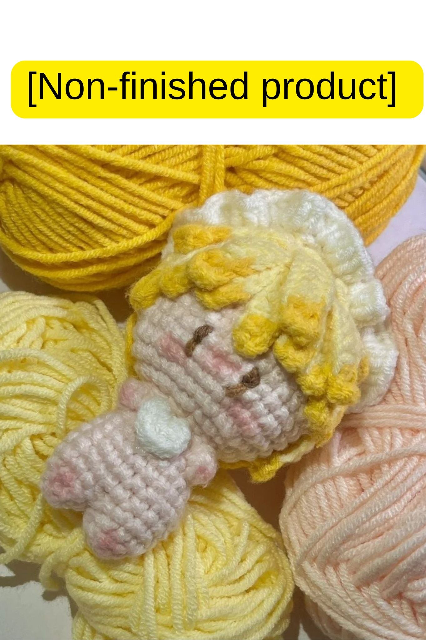 Finished Product Kimetsu No Yaiba Agatsuma Zenitsu Fan Art - Handmade Crochet Keychain Charm