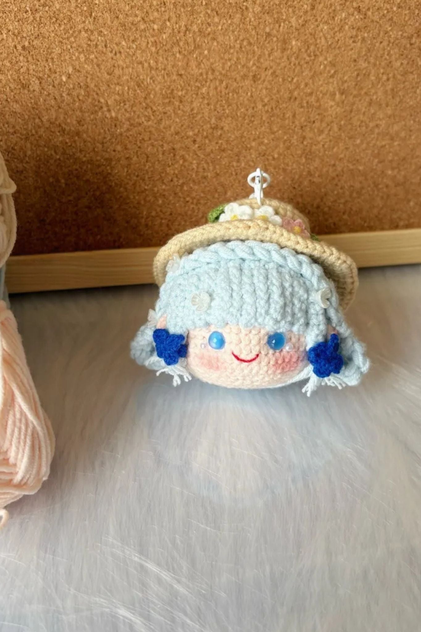 Handcrafted Custom Genshin Impact Kamisato Ayaka Anime-Inspired Treasure - Personalized Crochet Keychain Charm