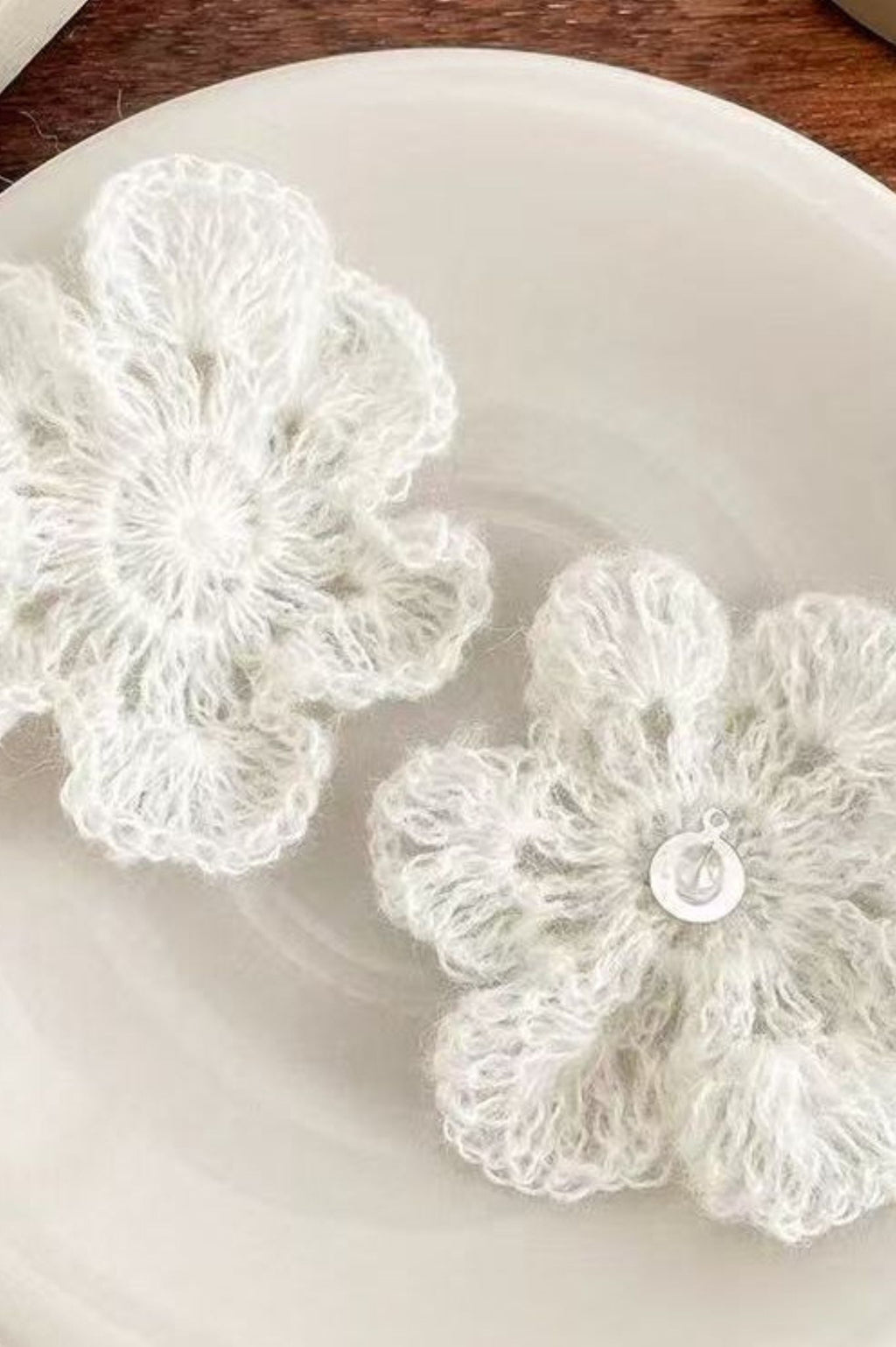 Handmade Finished Delicate White Flower Crochet Earrings -Elegant Accessories to Enhance Your Charm