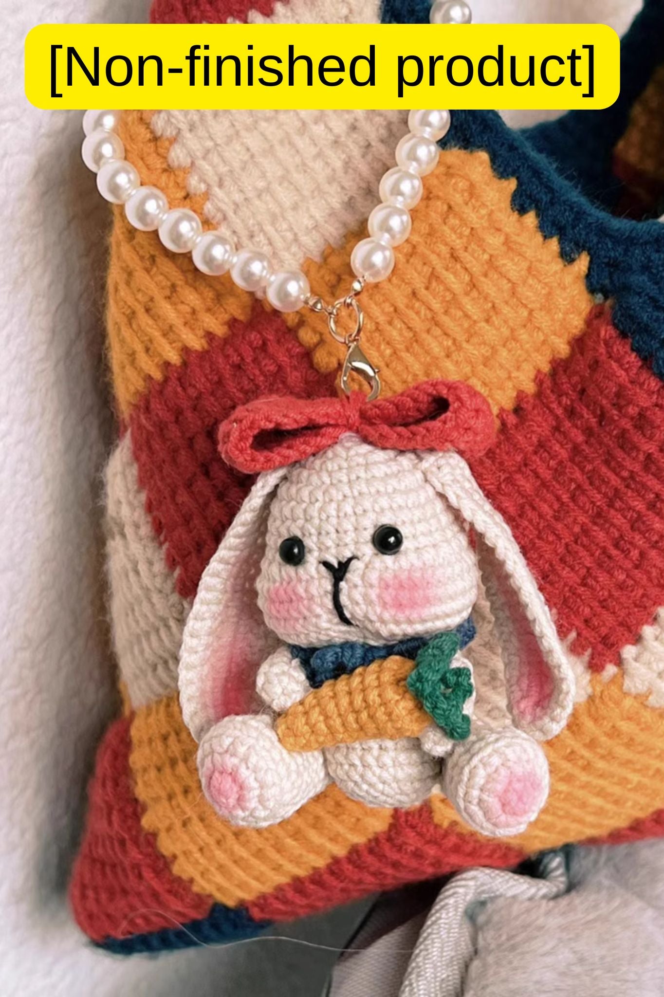 [Finished Product] Vintage Granny Square Lop-eared Rabbit - Handmade Crochet Charm & Decor