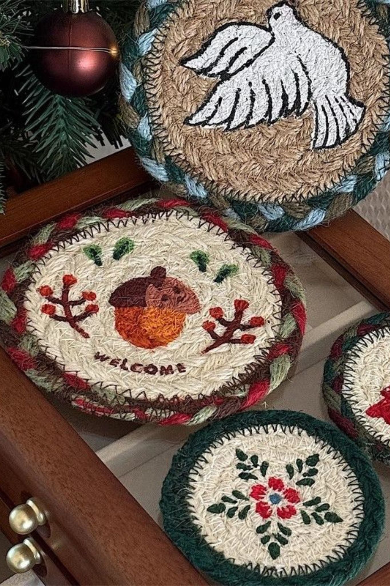 Handcrafted Embroidered Coasters