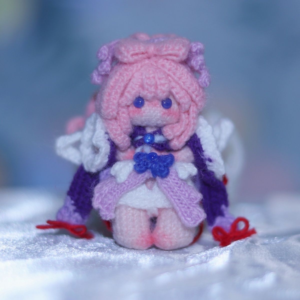 [Finished Product] Custom the Genshin Game Sangonomiya Kokomi Fan Art - Handmade Crochet Keychain Charm