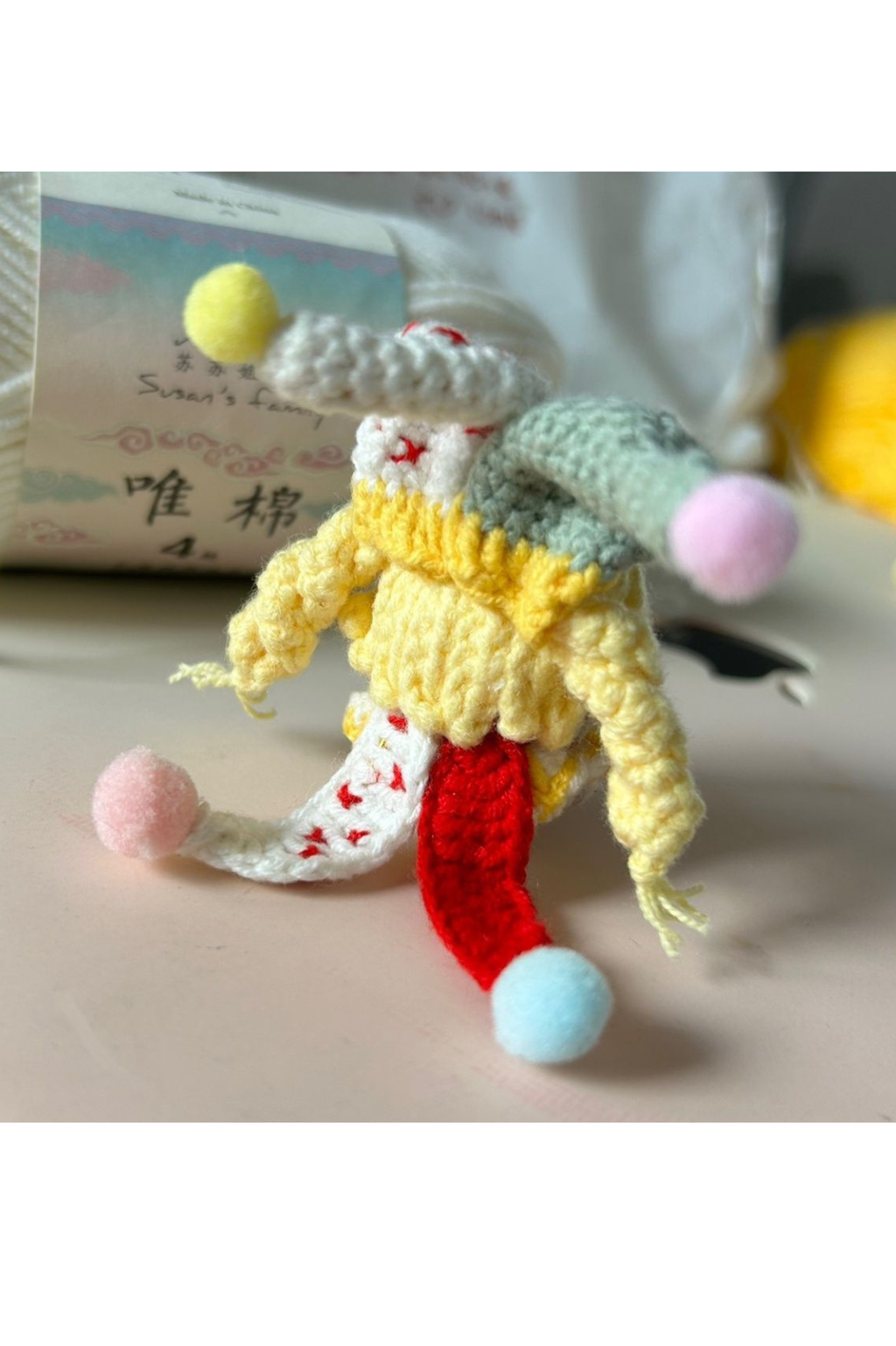 Finished Product Custom Infinity Nikki Game Fan Art - Handmade Crochet Keychain Charm（Carnival Night Clown Style）