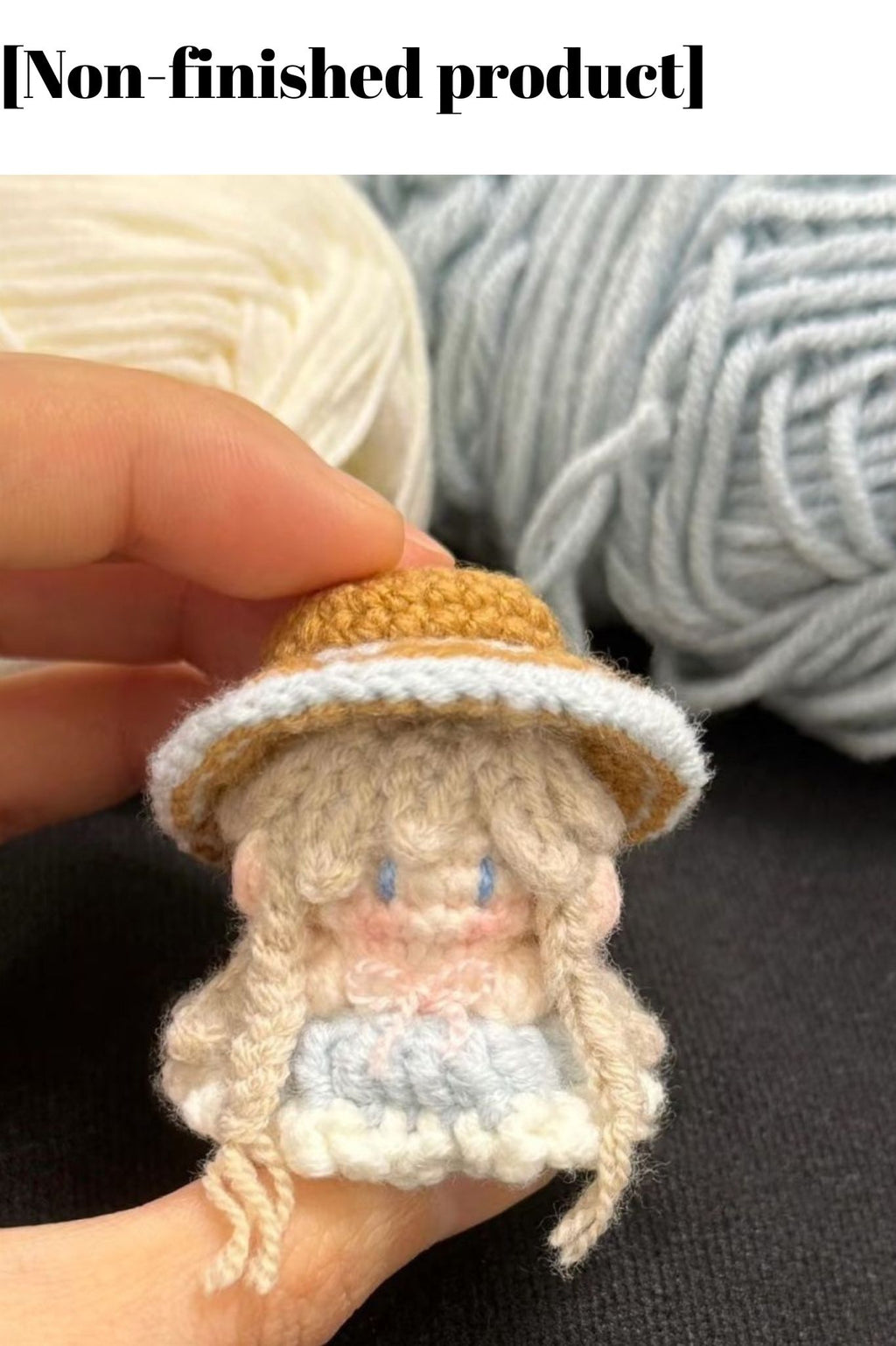 Finished Product Custom Infinity Nikki Game Fan Art - Handmade Crochet Keychain Charm (Light Blonde Straw Hat Style)