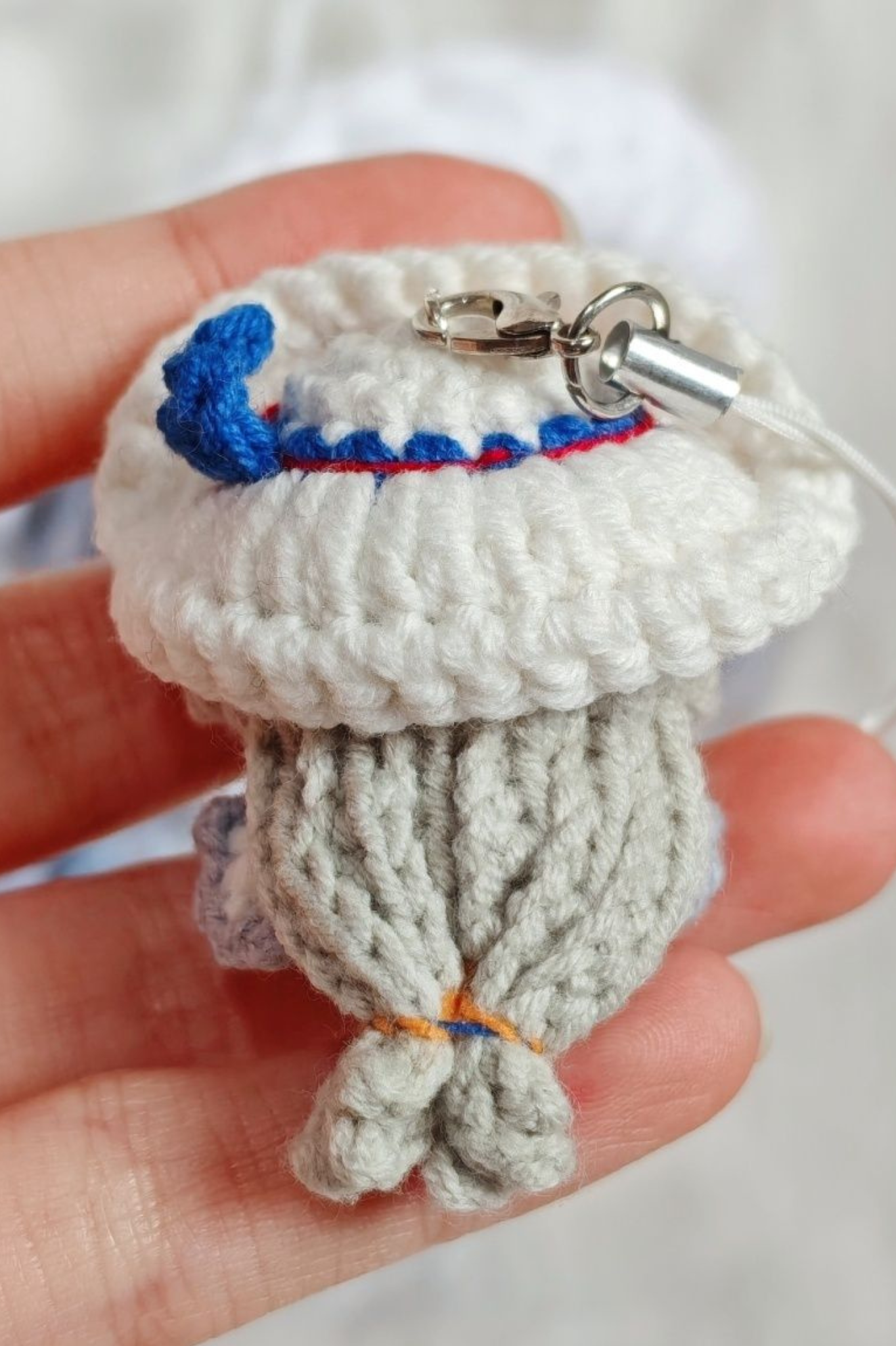 Finished Product Arknights Game Skadi Hand-Crocheted Finished Yarn Doll Keychain