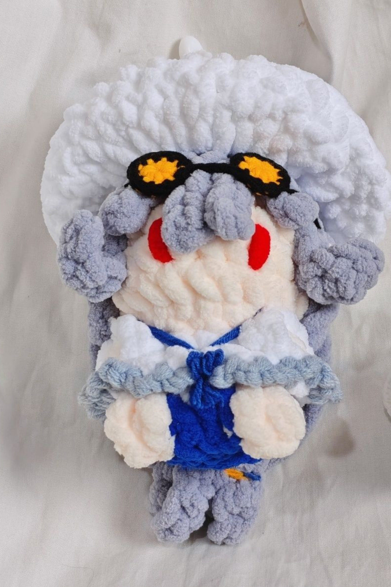 Finished Product Arknights Game Skadi Hand-Crocheted Finished Yarn Doll Keychain