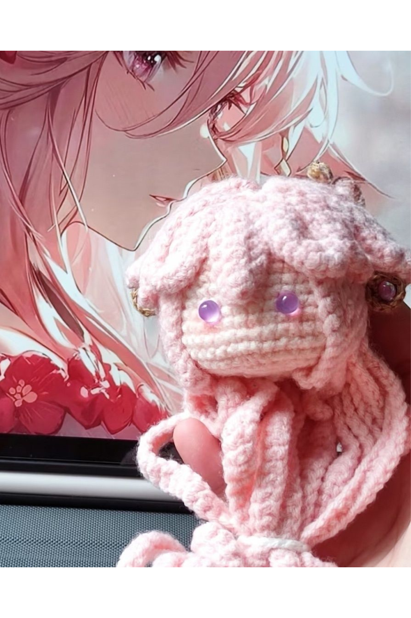 Custom Yae Miko the Genshin Game Fan Art - Handmade Crochet Keychain Charm