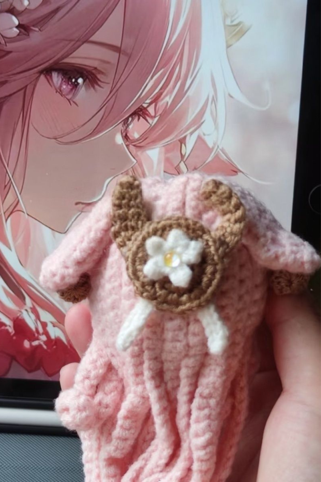 Custom Yae Miko the Genshin Game Fan Art - Handmade Crochet Keychain Charm