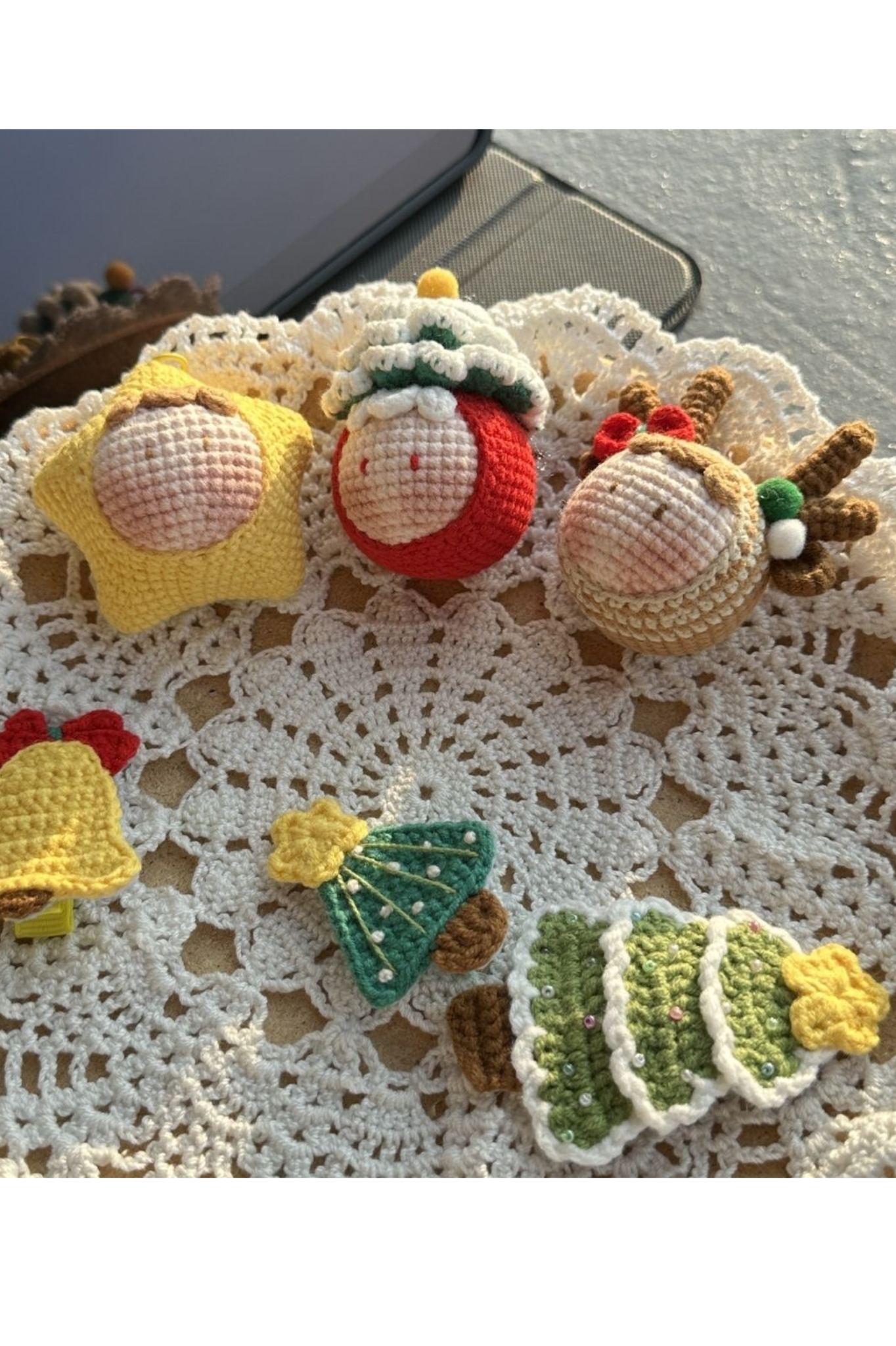 Christmas Dango Headphone Case Ornament Handmade Crochet Keychain Charm