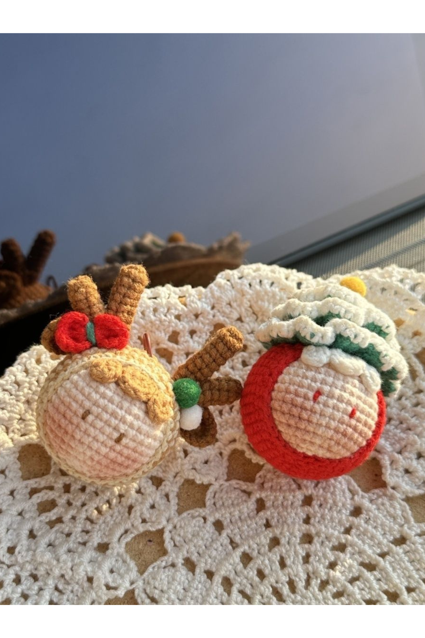 Christmas Dango Headphone Case Ornament Handmade Crochet Keychain Charm
