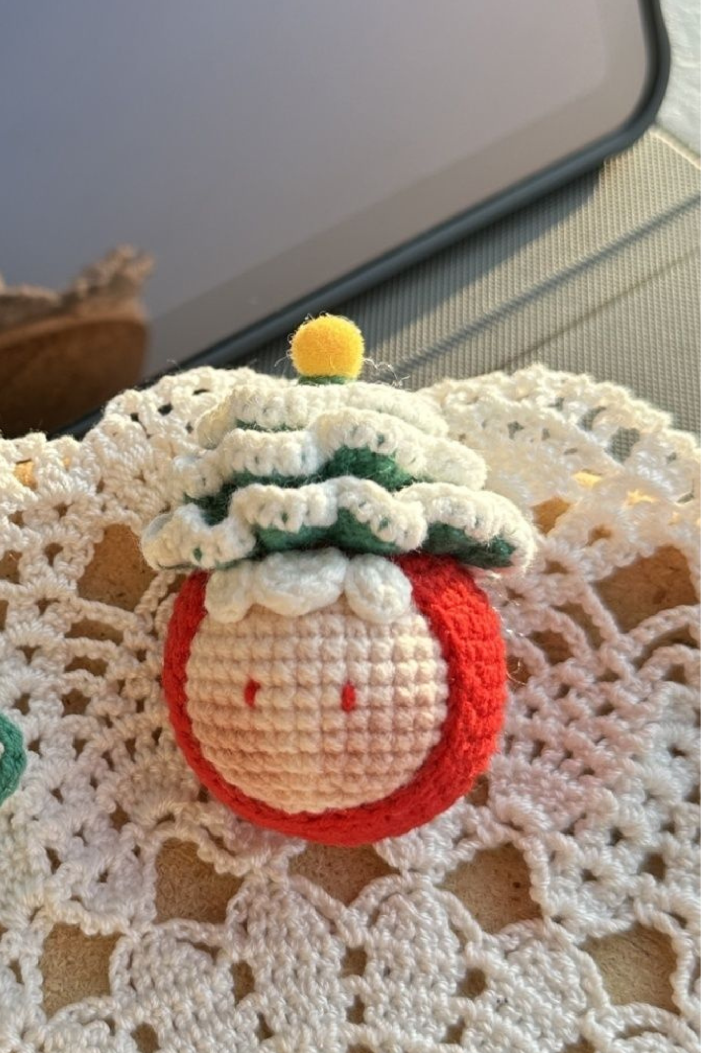 Christmas Dango Headphone Case Ornament Handmade Crochet Keychain Charm