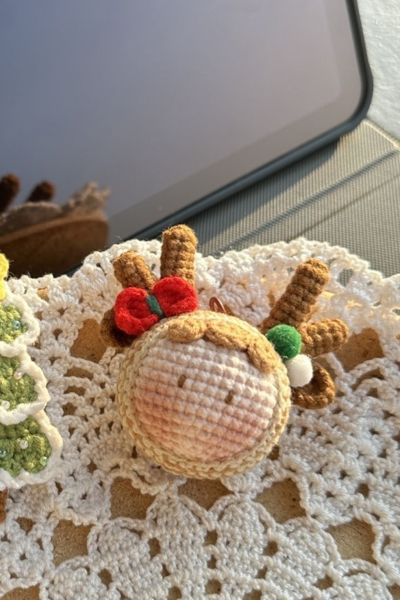 Christmas Dango Headphone Case Ornament Handmade Crochet Keychain Charm