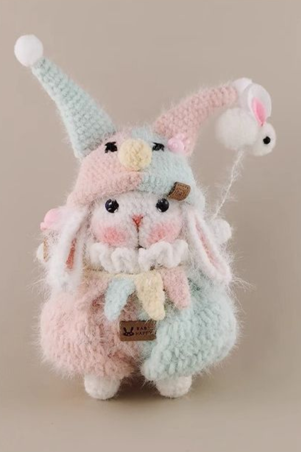 Christmas Clown Bunny Knitted Doll-Cute Christmas decorations handmade crochet items