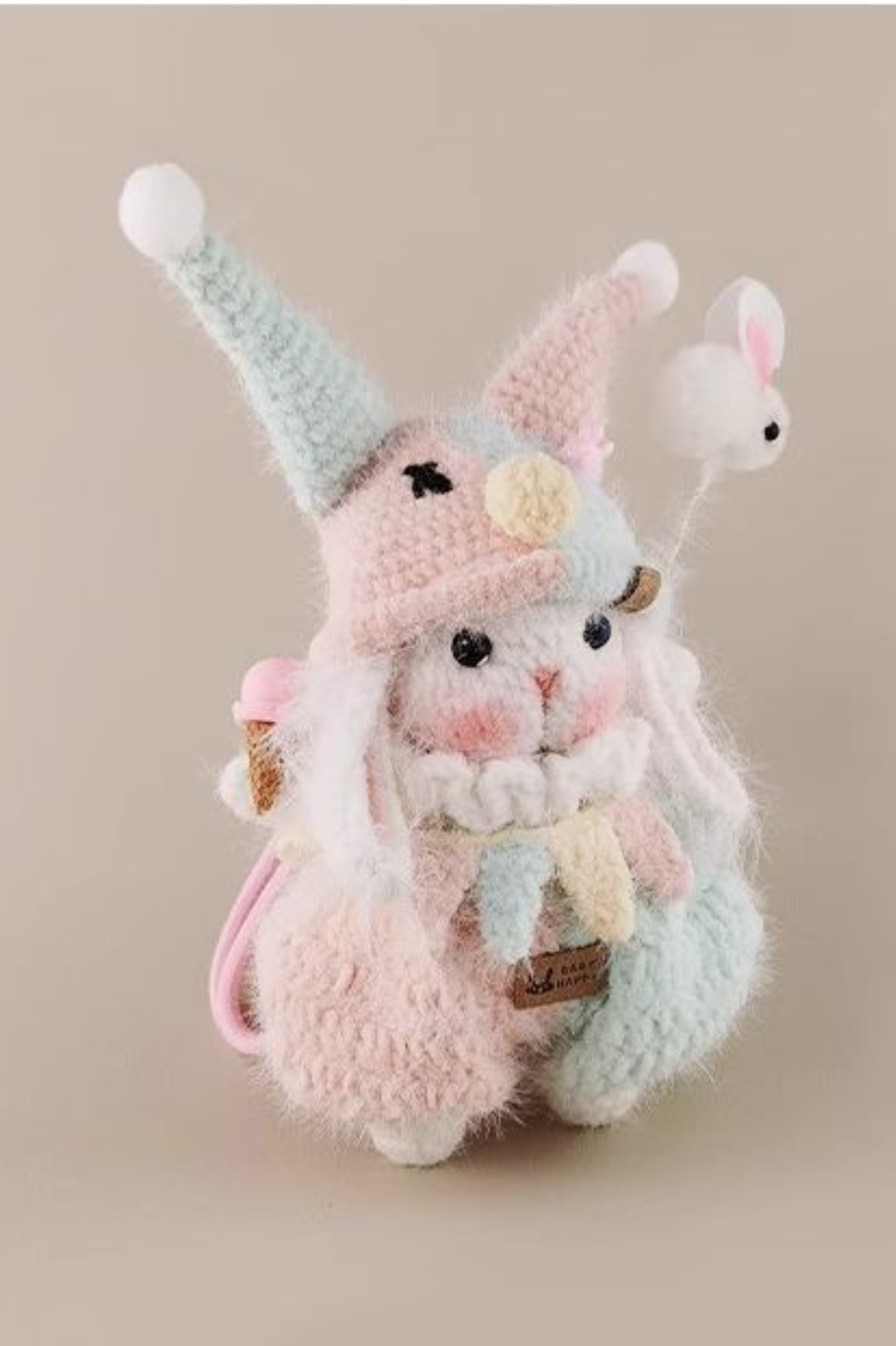 Christmas Clown Bunny Knitted Doll-Cute Christmas decorations handmade crochet items