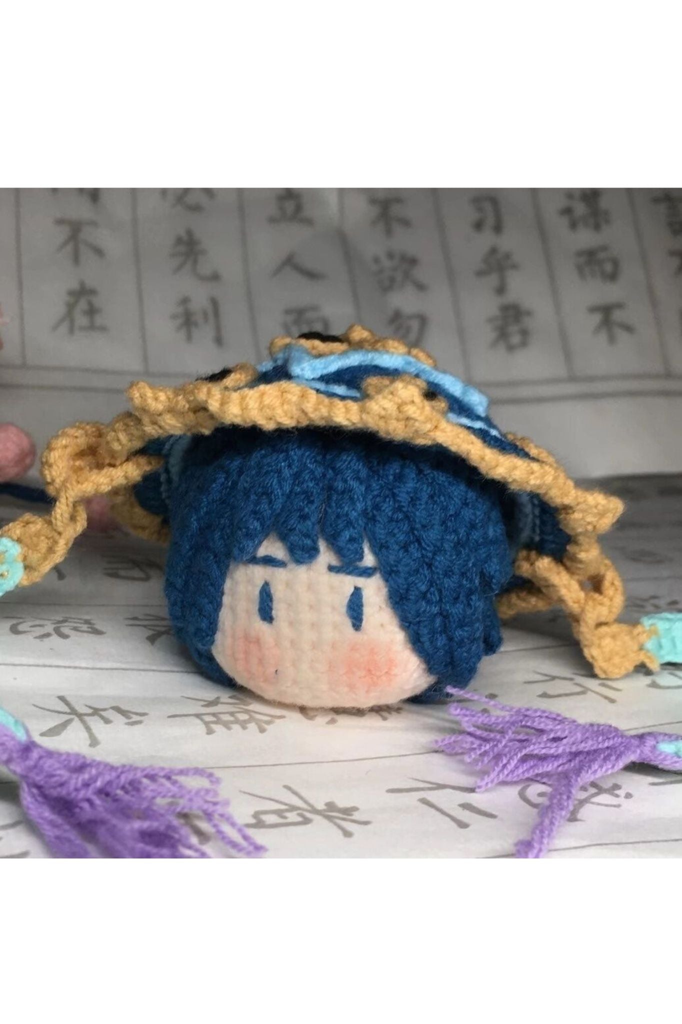 [Finished Product] Custom the Genshin Game Kunikuzushi （Scaramouche）Fan Art - Handmade Crochet Keychain Charm
