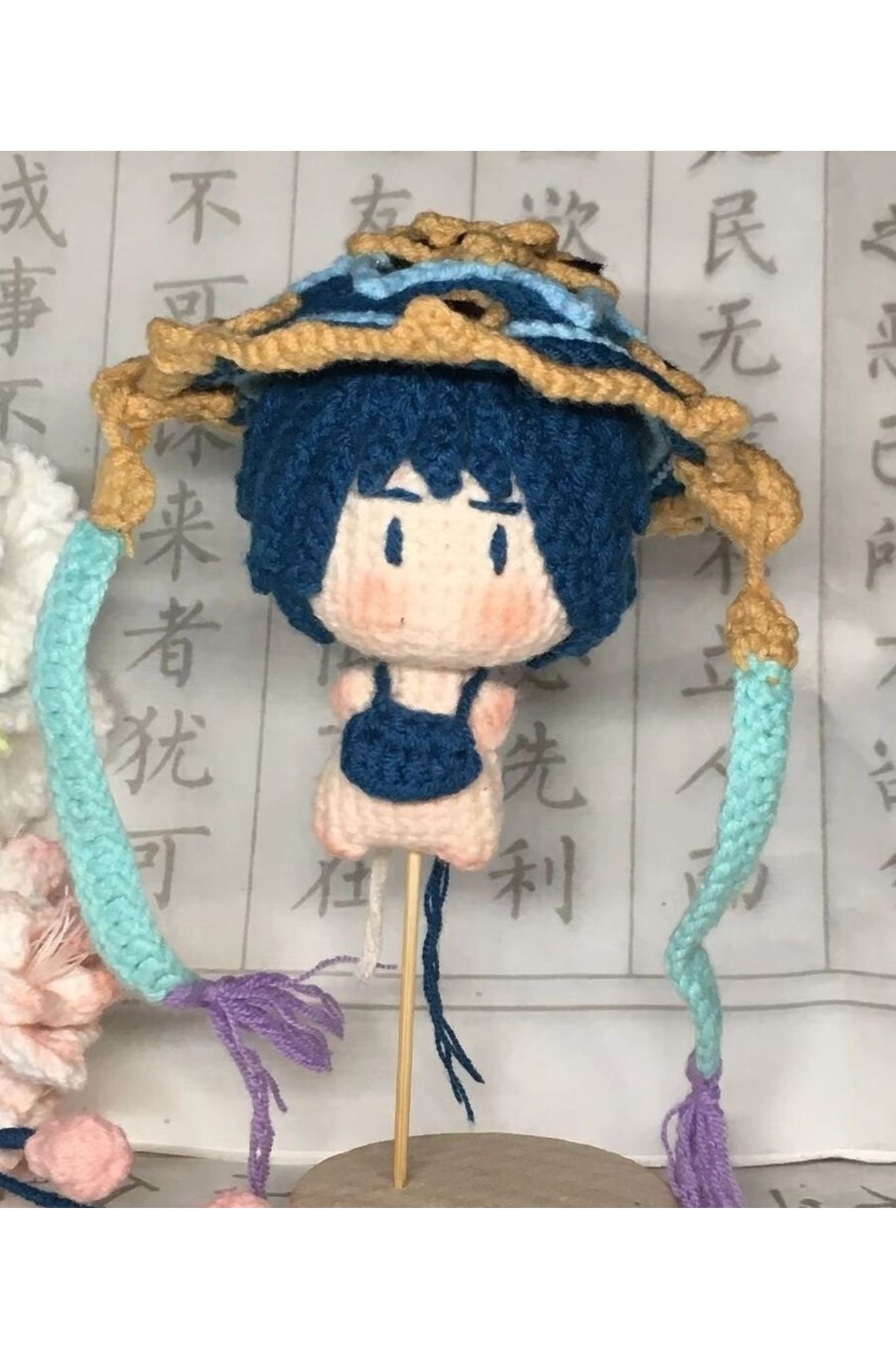 [Finished Product] Custom the Genshin Game Kunikuzushi （Scaramouche）Fan Art - Handmade Crochet Keychain Charm