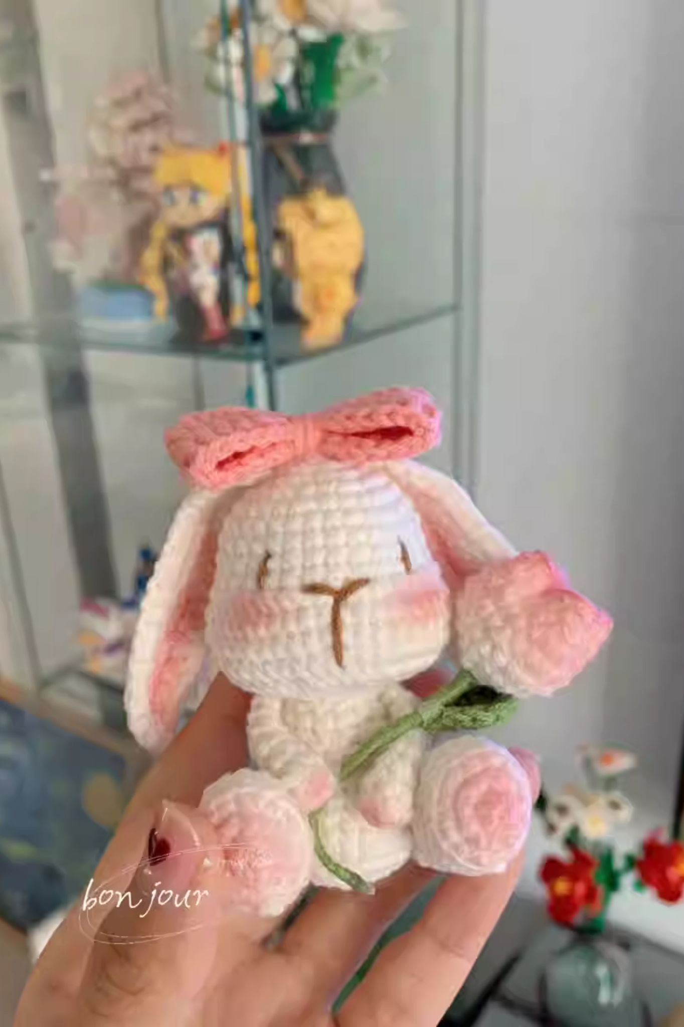 [Finished Product] Vintage Granny Square Lop-eared Rabbit - Handmade Crochet Charm & Decor
