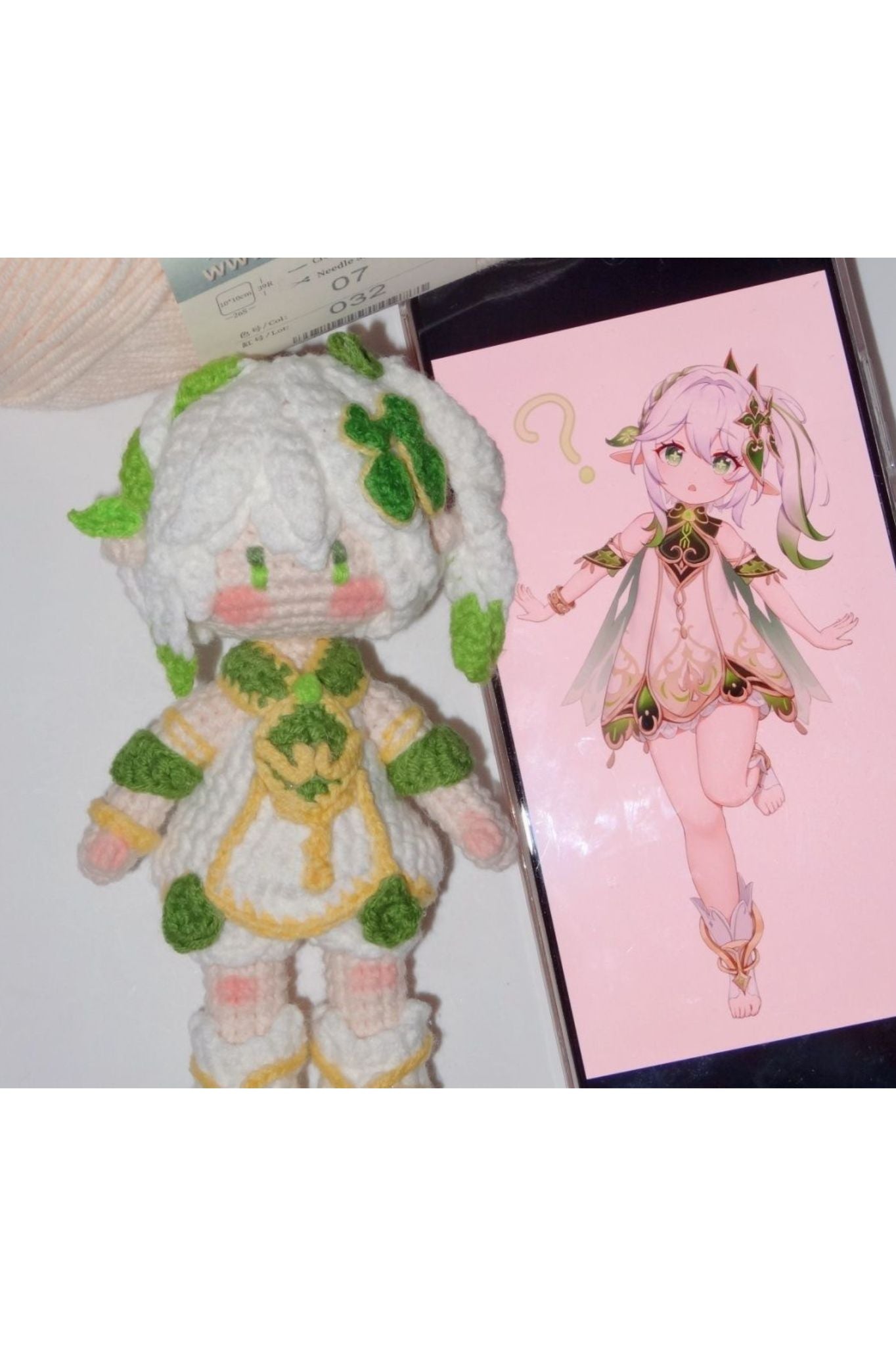 [Finished Product] Custom Nahida the Genshin Game Fan Art - Handmade Crochet Keychain Charm