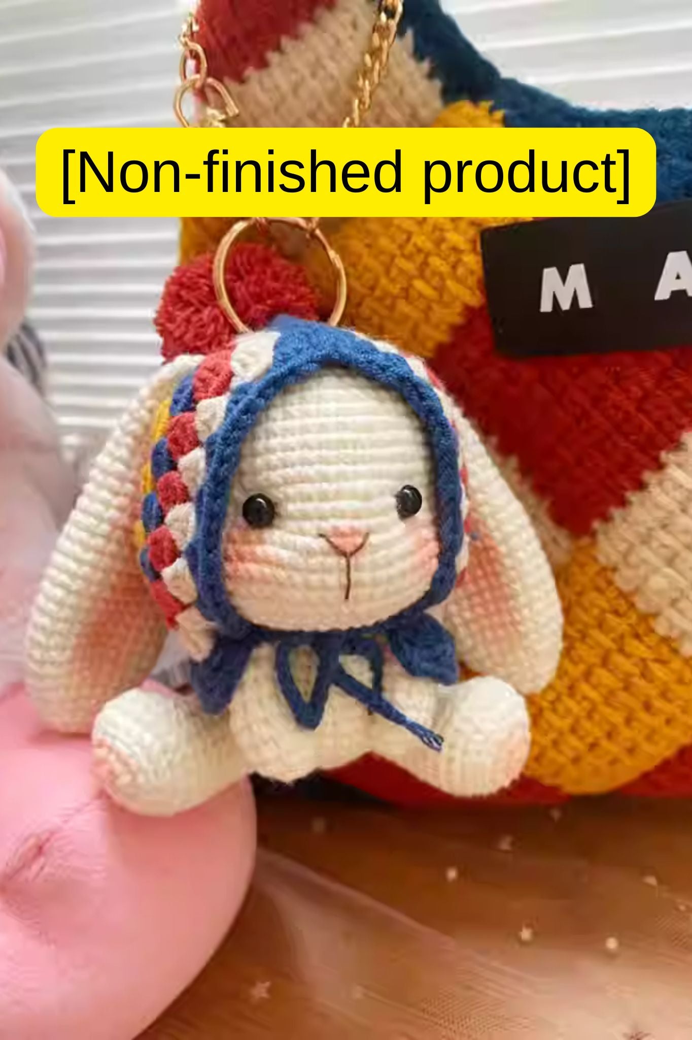 [Finished Product] Vintage Granny Square Lop-eared Rabbit - Handmade Crochet Charm & Decor