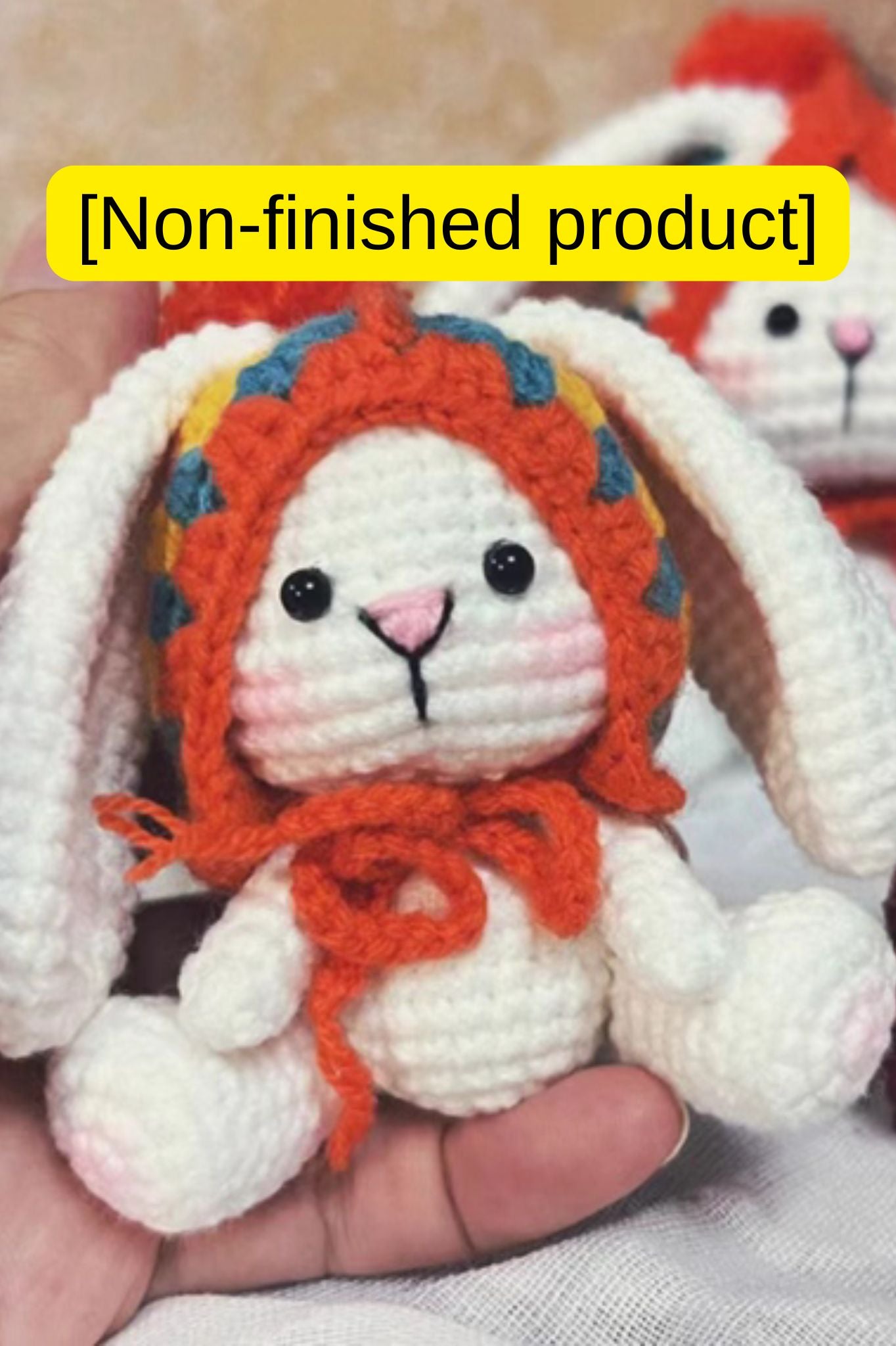 [Finished Product] Vintage Granny Square Lop-eared Rabbit - Handmade Crochet Charm & Decor