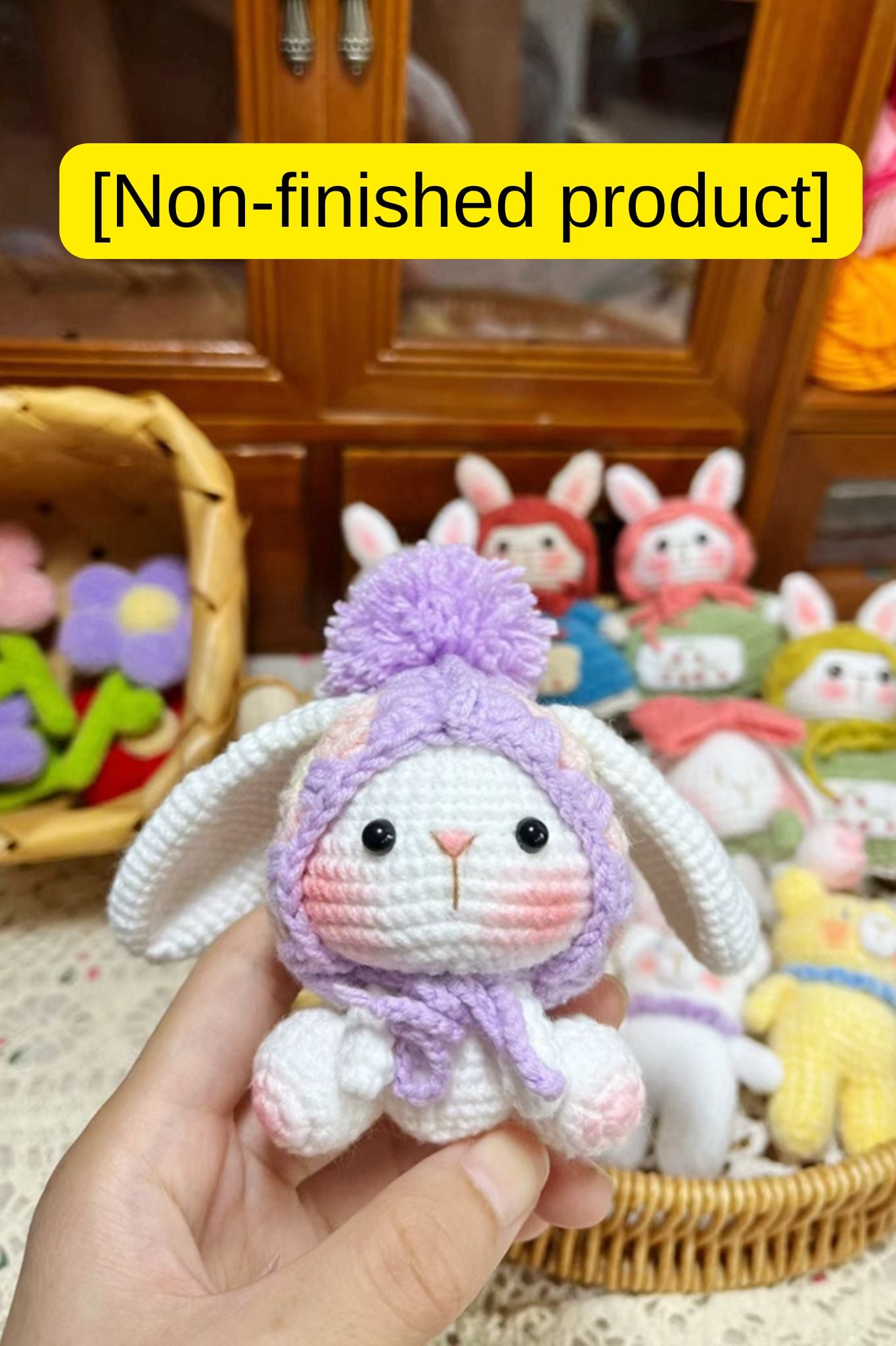 [Finished Product] Vintage Granny Square Lop-eared Rabbit - Handmade Crochet Charm & Decor
