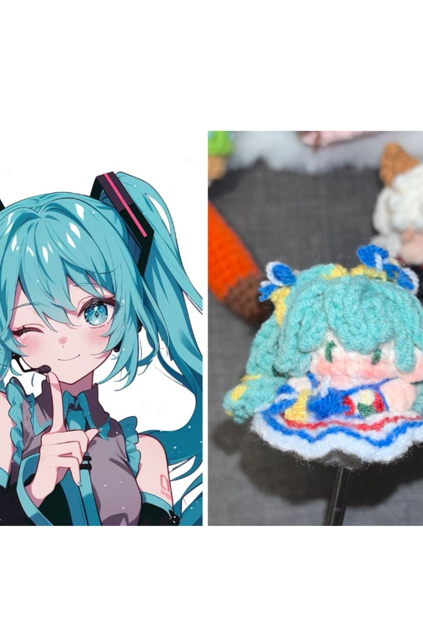 [Finished Product] Custom Hatsune Miku Fan Art - Handmade Crochet Keychain Charm Collection
