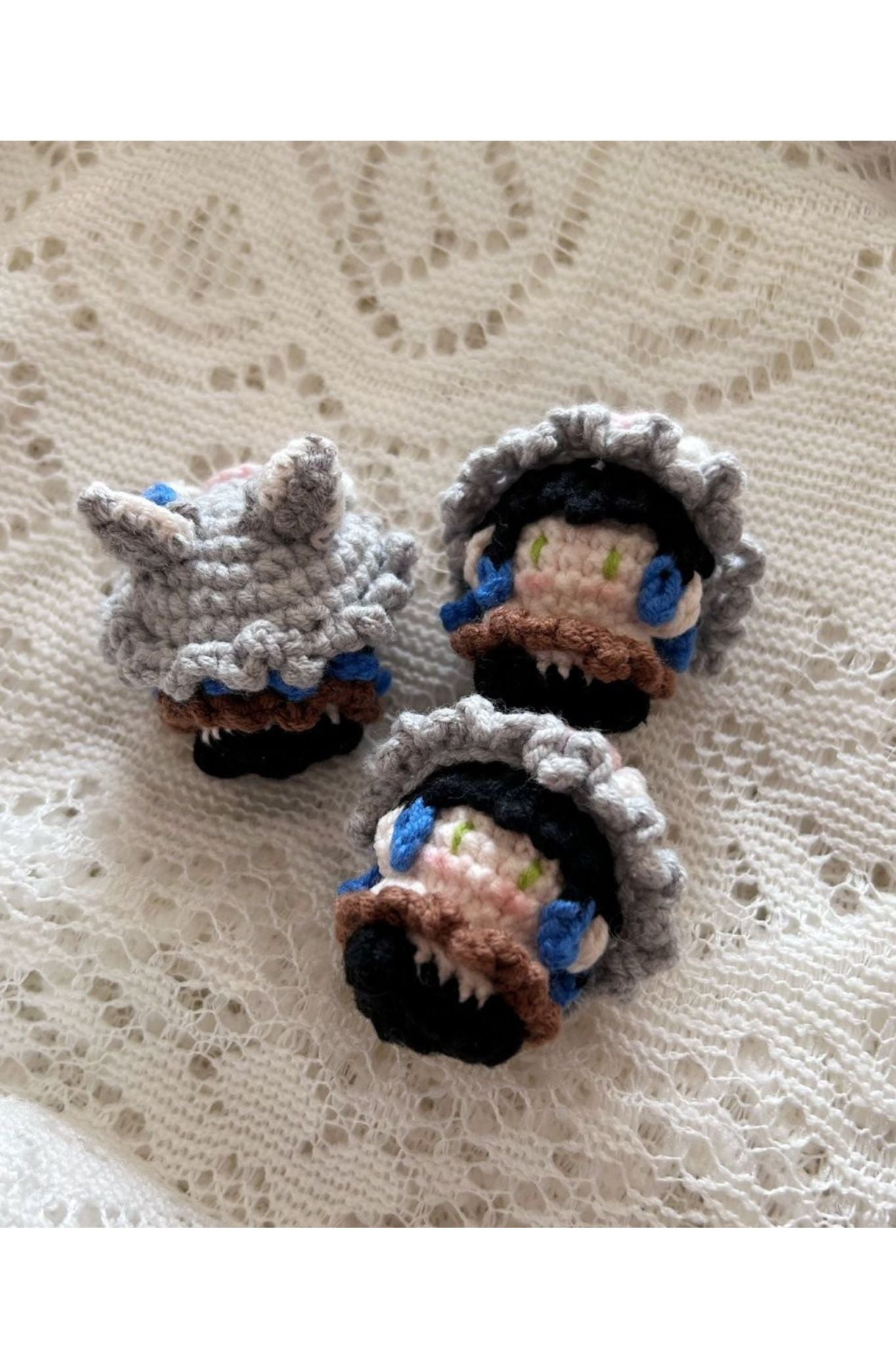 Finished Product Kimetsu No Yaiba Hashibira Inosuke Fan Art - Handmade Crochet Keychain Charm