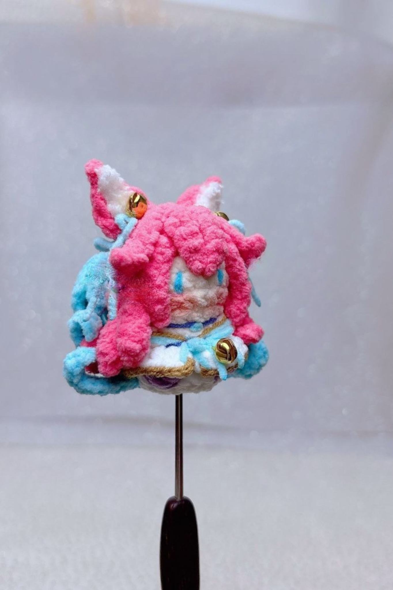[Finished Product] Custom LOL Game Ahri Fan Art - Handmade Crochet Keychain Charm