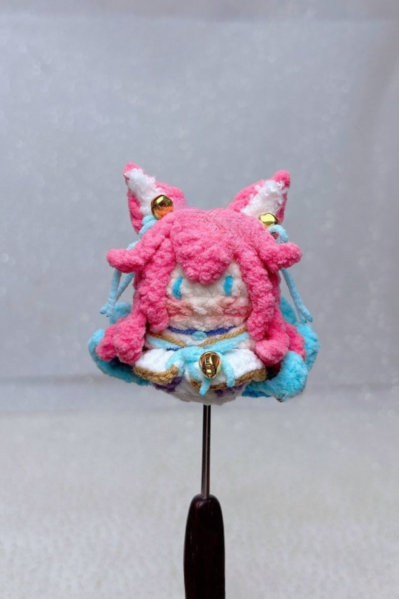[Finished Product] Custom LOL Game Ahri Fan Art - Handmade Crochet Keychain Charm