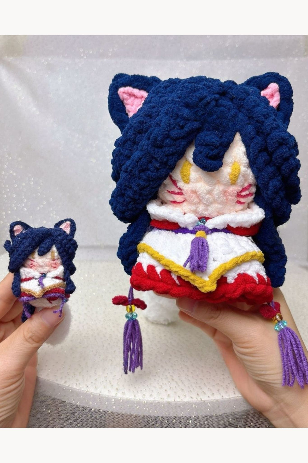 [Finished Product] Custom LOL Game Ahri Fan Art - Handmade Crochet Keychain Charm