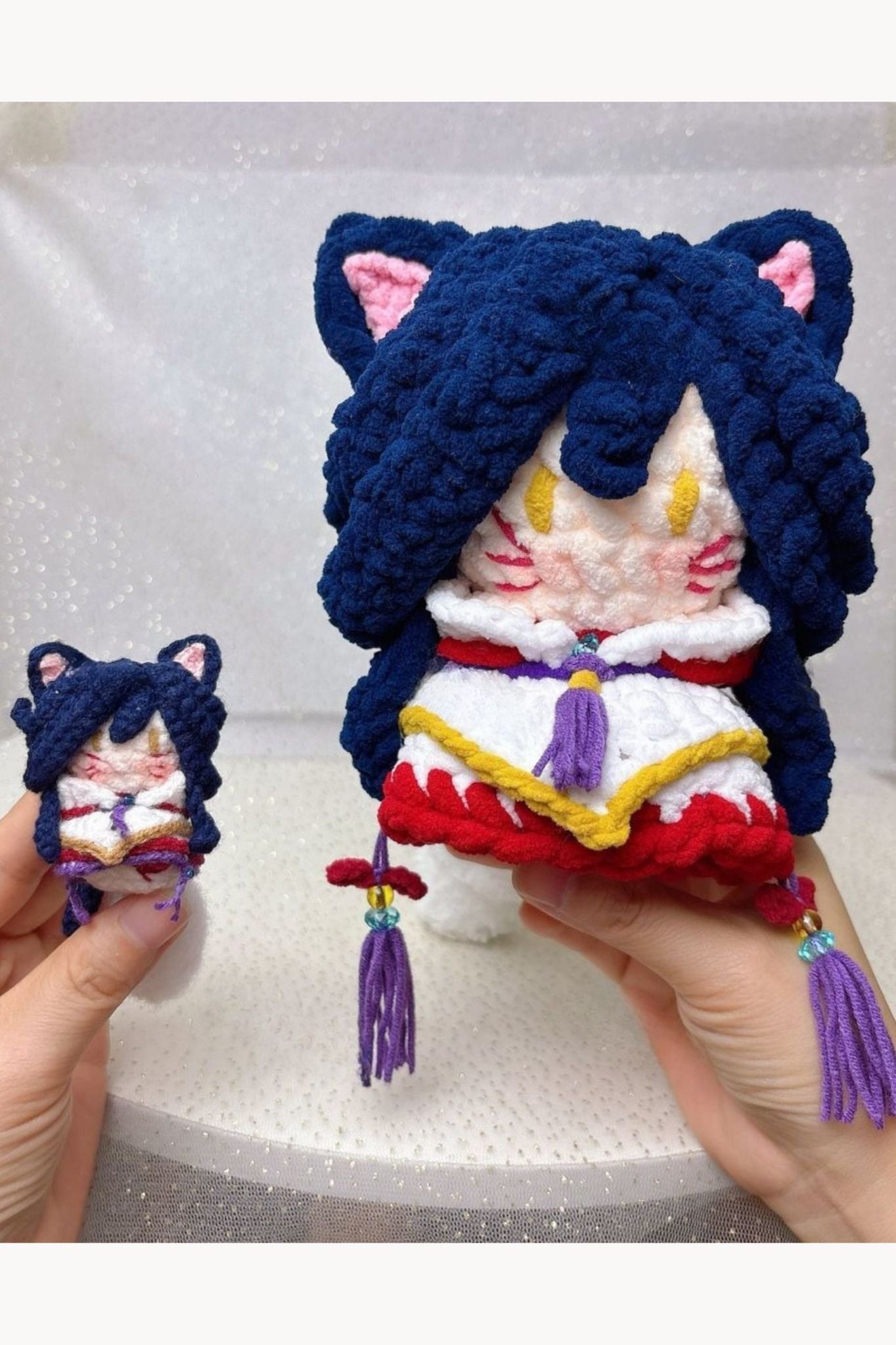 [Finished Product] Custom LOL Game Ahri Fan Art - Handmade Crochet Keychain Charm