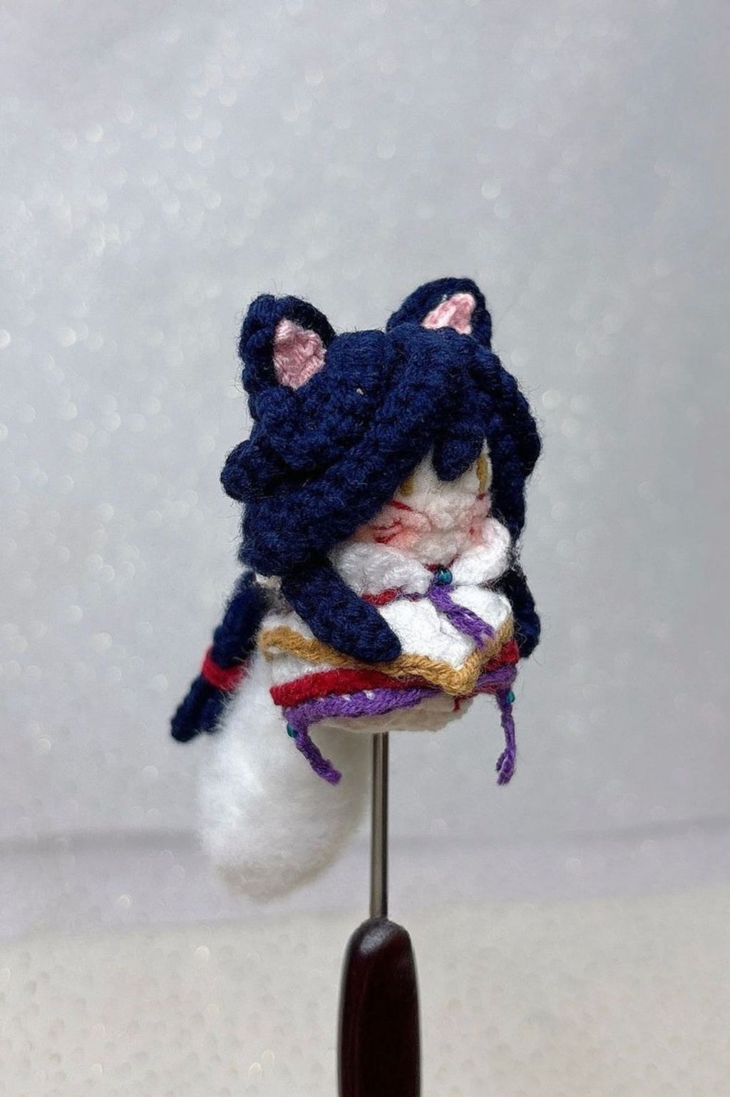 [Finished Product] Custom LOL Game Ahri Fan Art - Handmade Crochet Keychain Charm