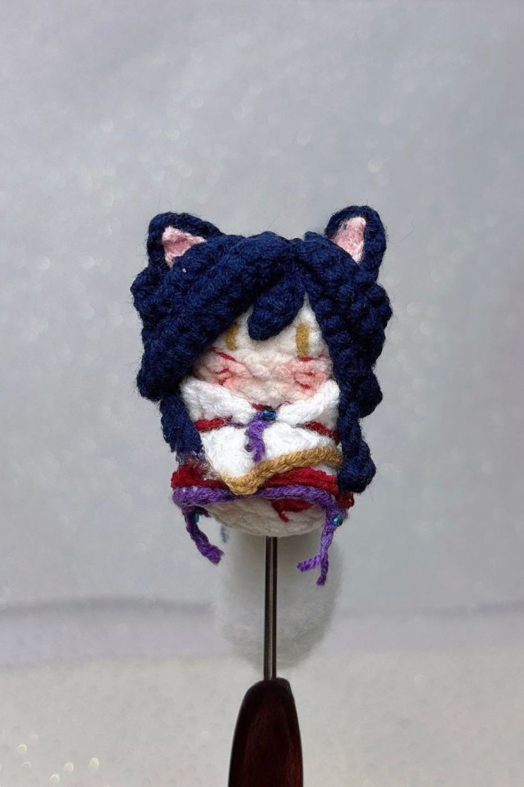 [Finished Product] Custom LOL Game Ahri Fan Art - Handmade Crochet Keychain Charm