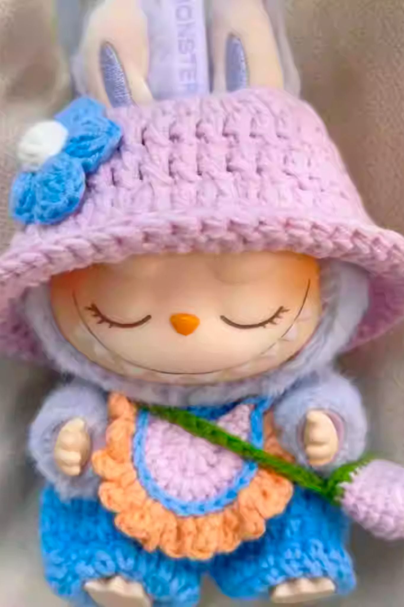 Finished Product Custom Labubu Doll Outfit - Handmade Crochet Keychain Charm & Collectible Accessory