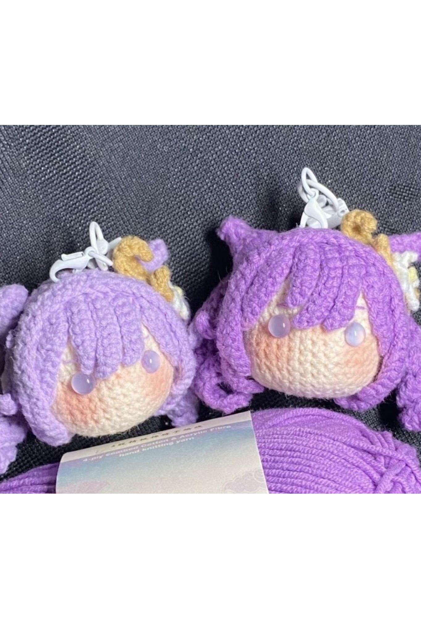 [Finished Product] Custom the Genshin Game Keqing Fan Art - Handmade Crochet Keychain Charm