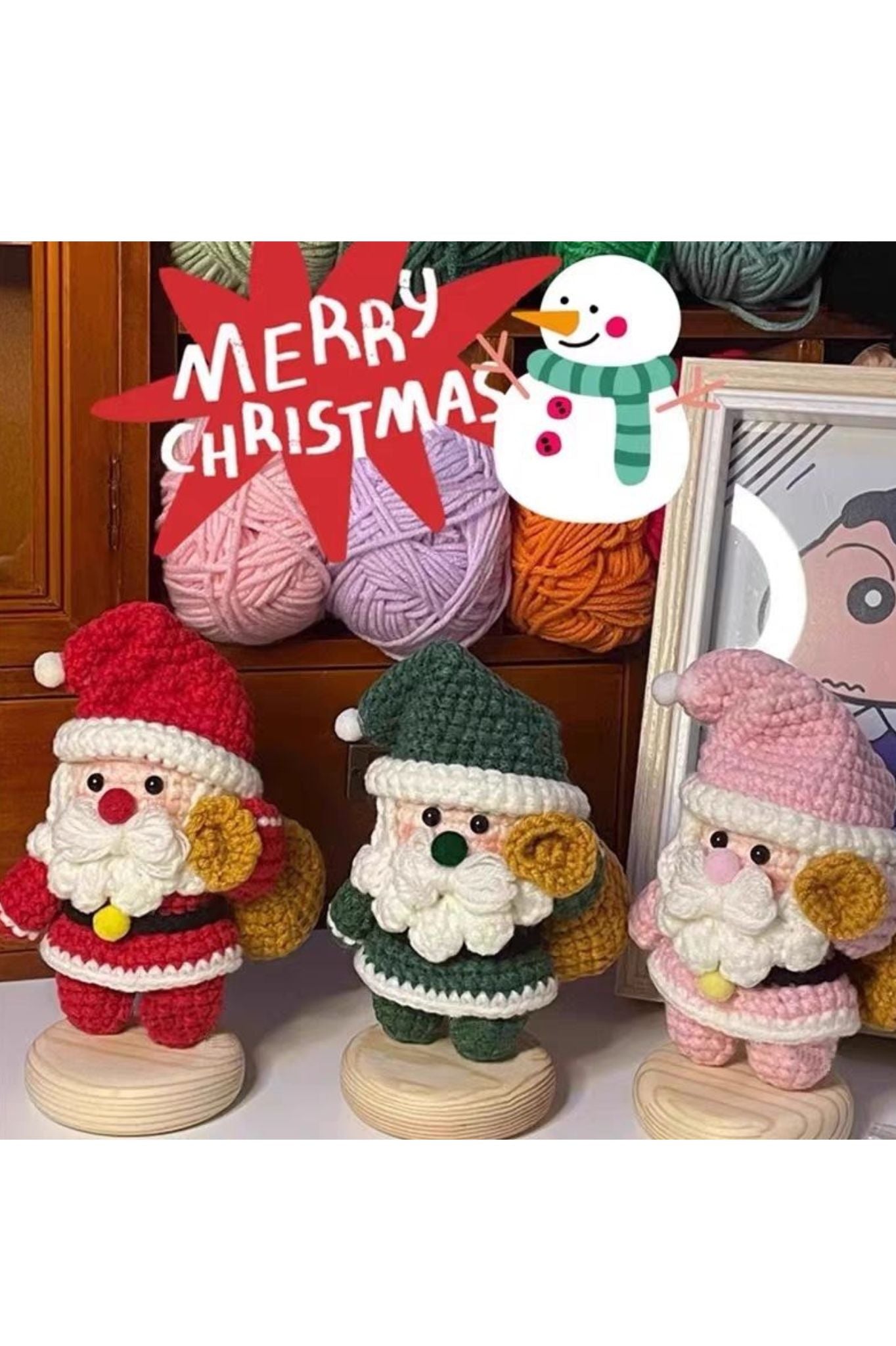 Hand-woven Santa Claus gift bag doll - Christmas decoration doll