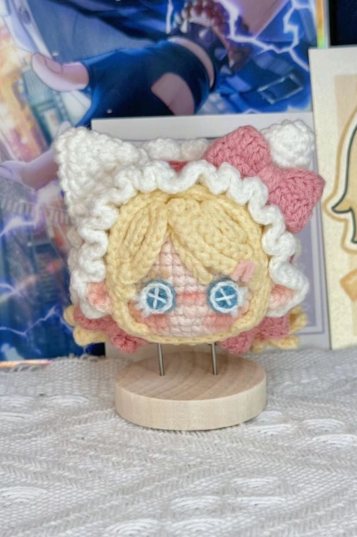 [Finished Product] Custom Identity V Gardener Cat-Head [Game Fan Art] - Handmade Crochet Keychain Charm